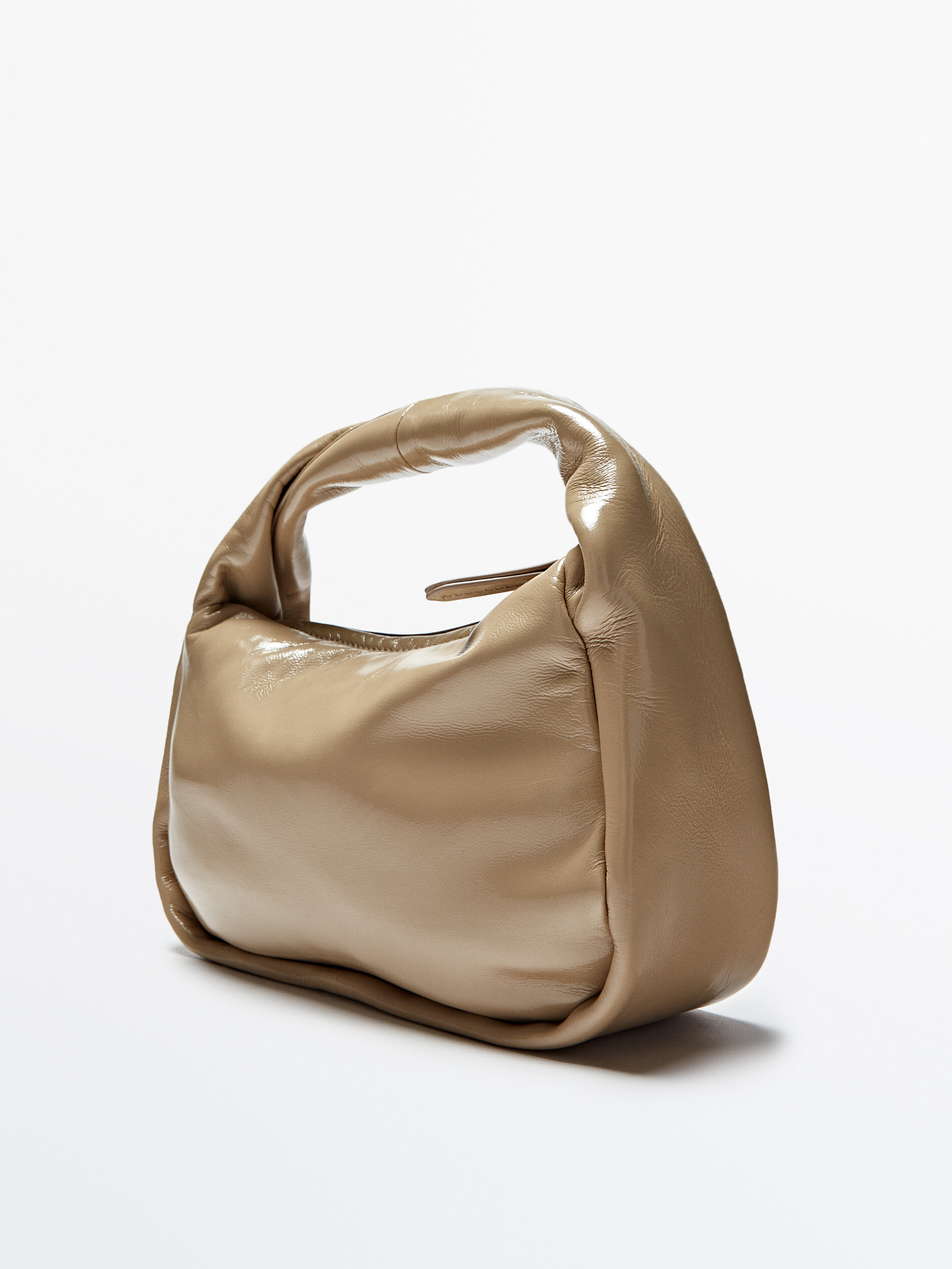 Bolso saca piel acabado craquelado - BEIGE