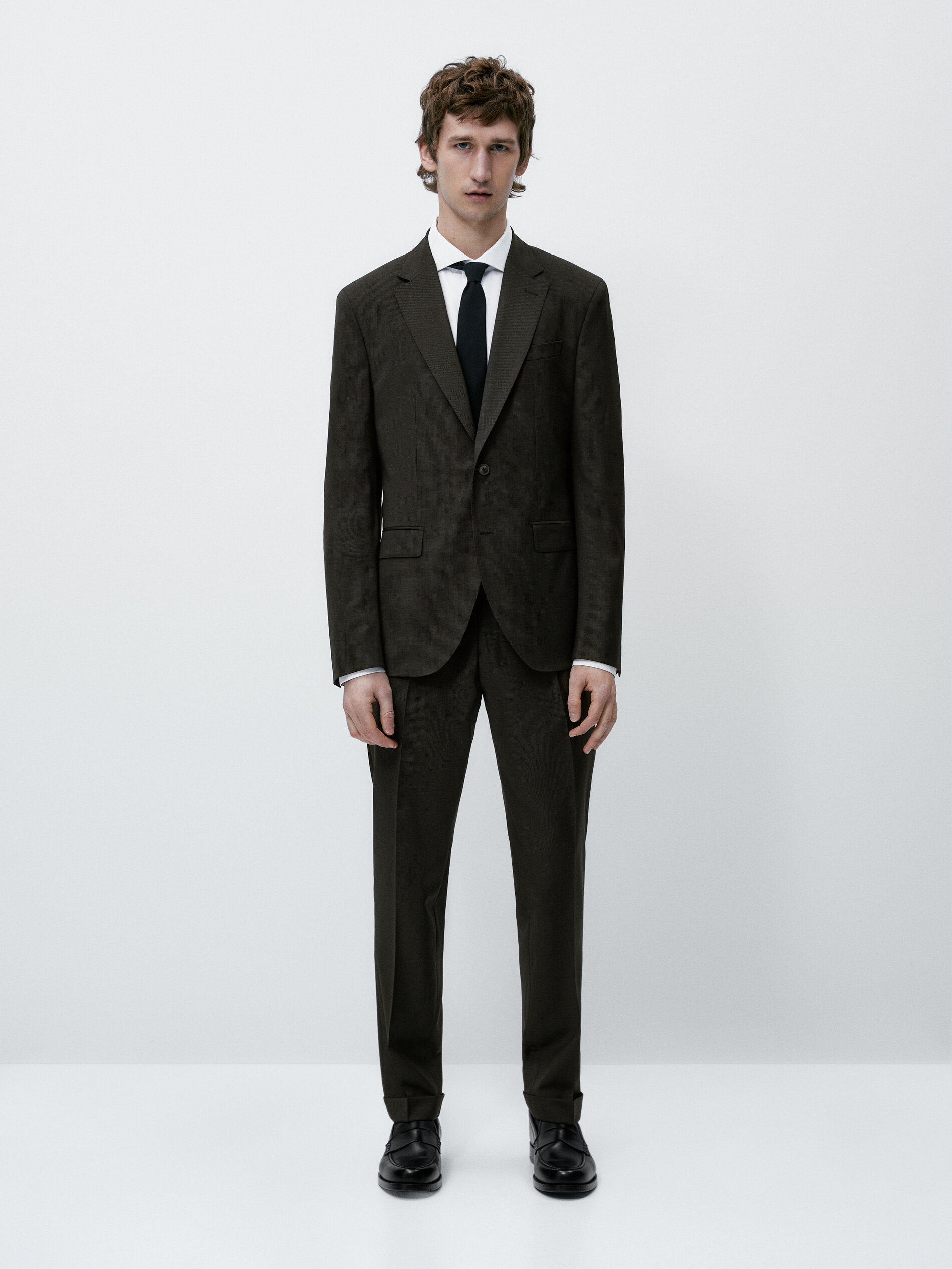 Americana traje lana super 120's pata de gallo - ACEITE