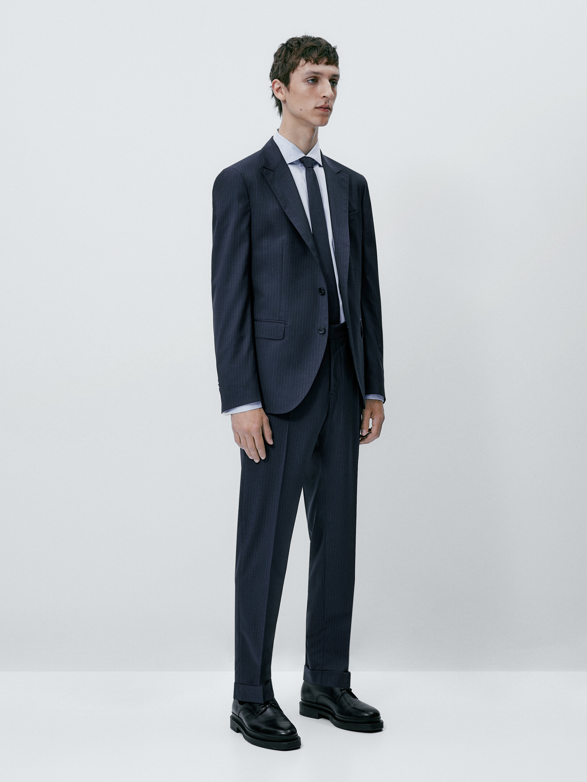 Pantalón traje lana super 120's raya diplomática - AZUL MARINO