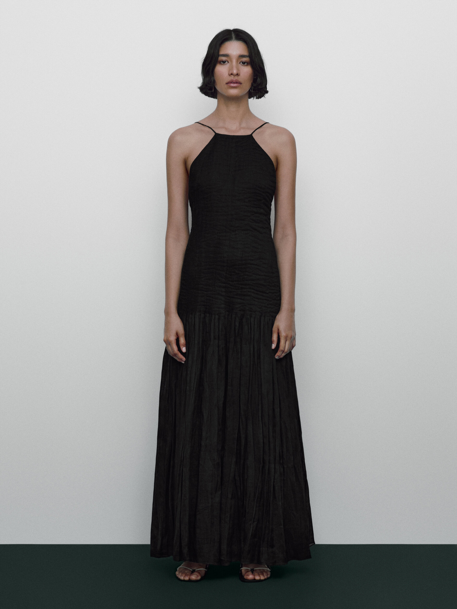 Vestido ramio pliegues Limited edition - NEGRO