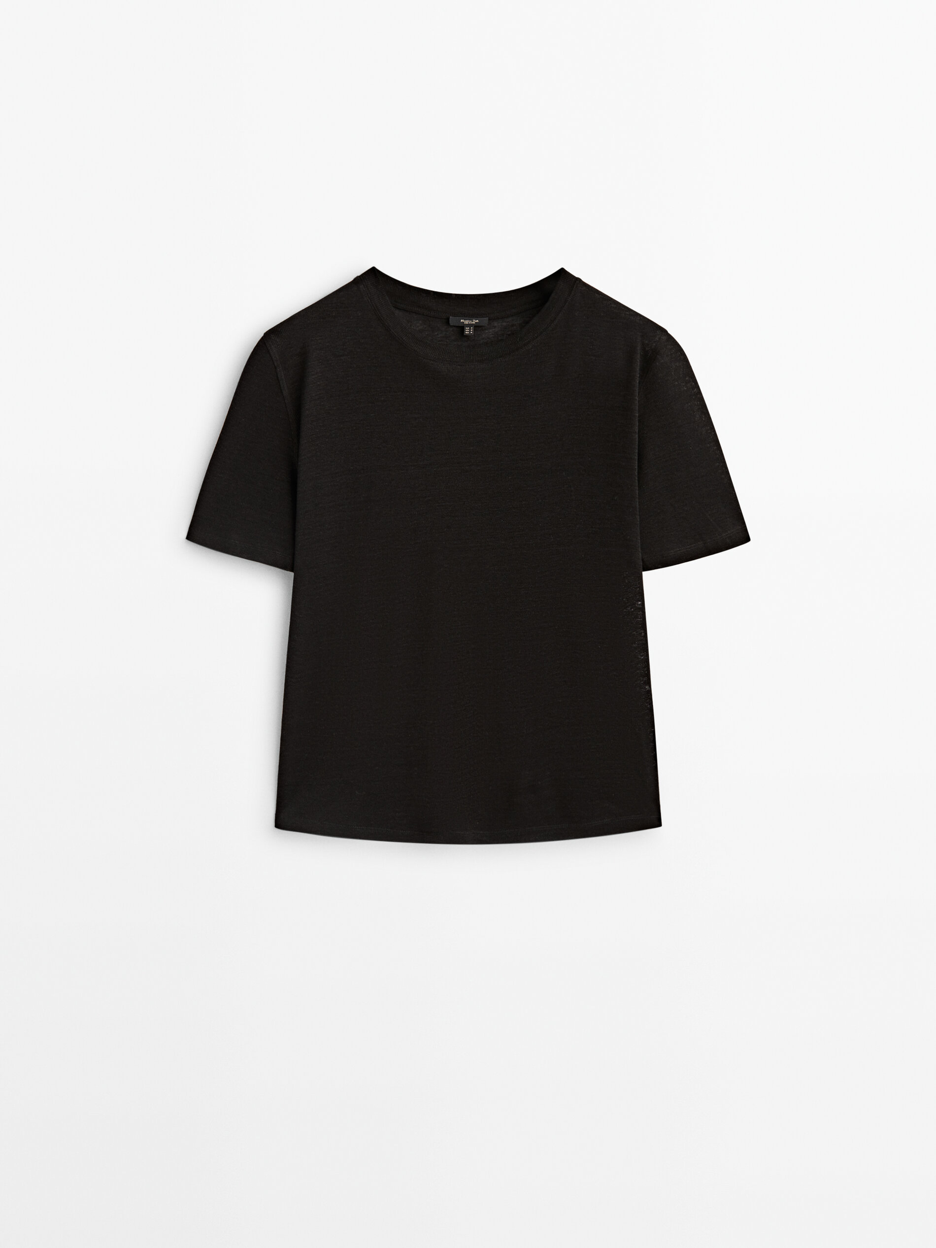 Camiseta manga corta 100% lino - NEGRO