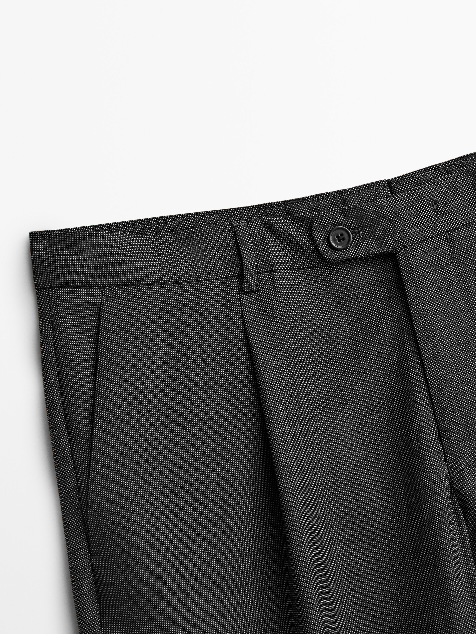 Pantalón traje fil a fil gris lana - GRIS