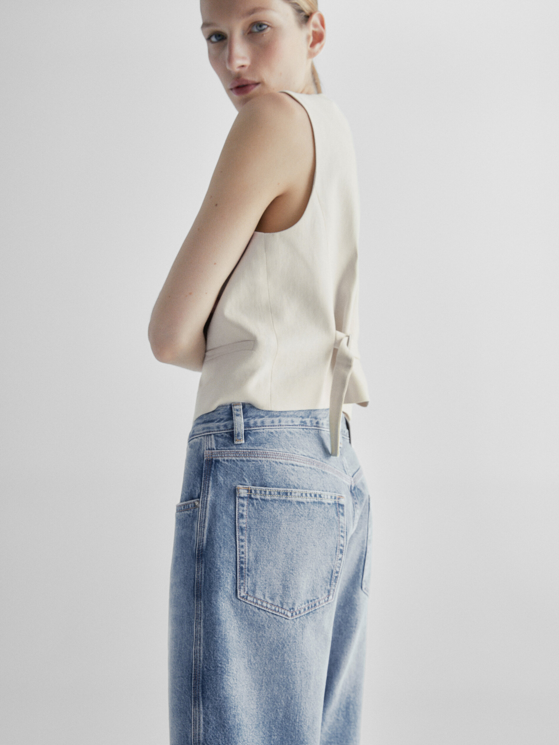 Bermuda denim tiro alto - Azul Claro