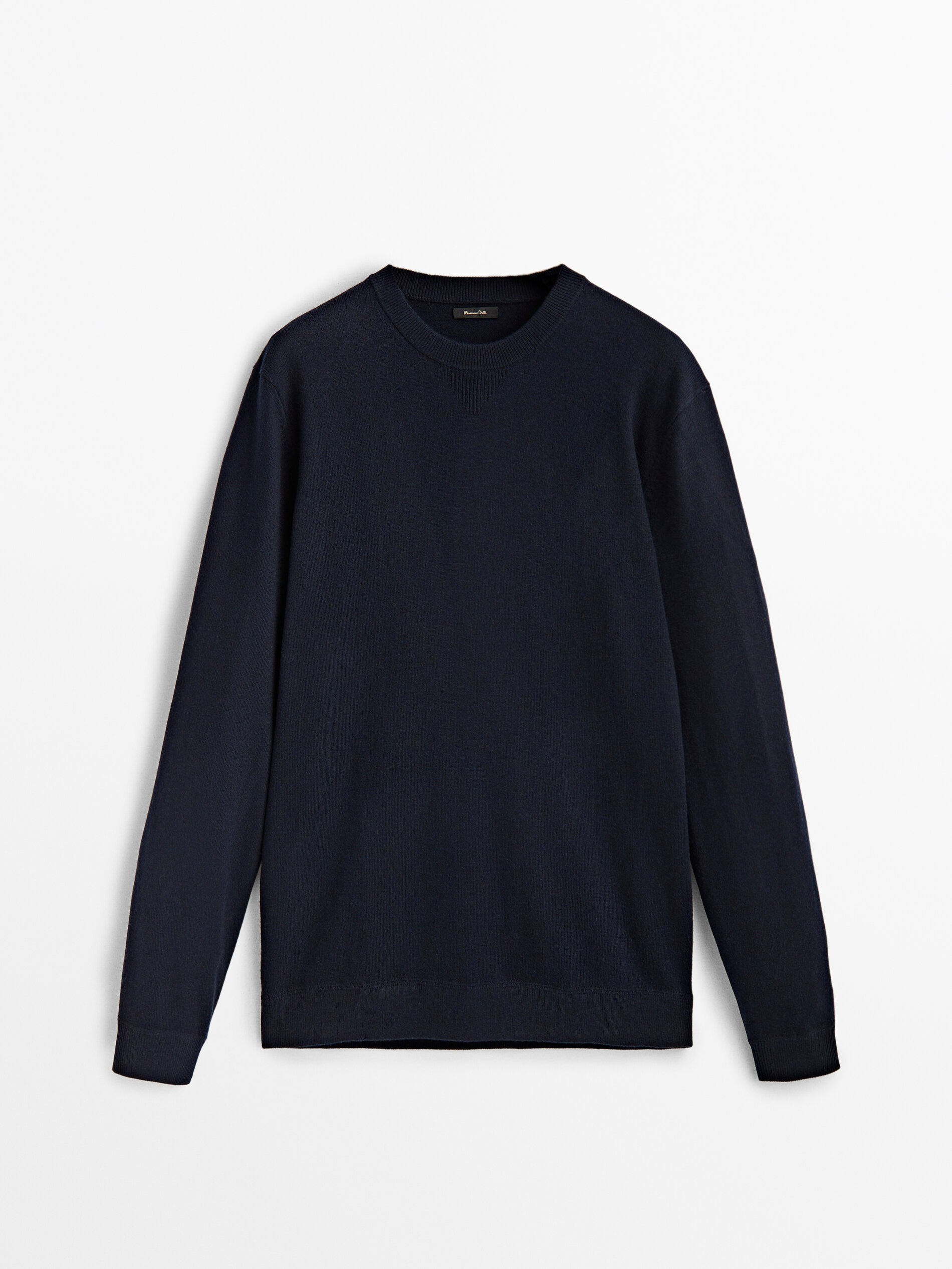 Jersey cuello redondo con lana y algodón - AZUL MARINO