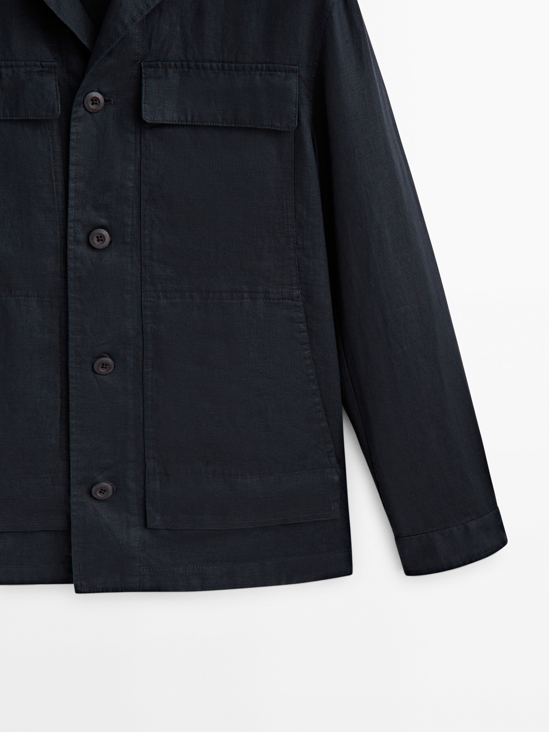 Chaqueta trucker 100% lino - AZUL MARINO