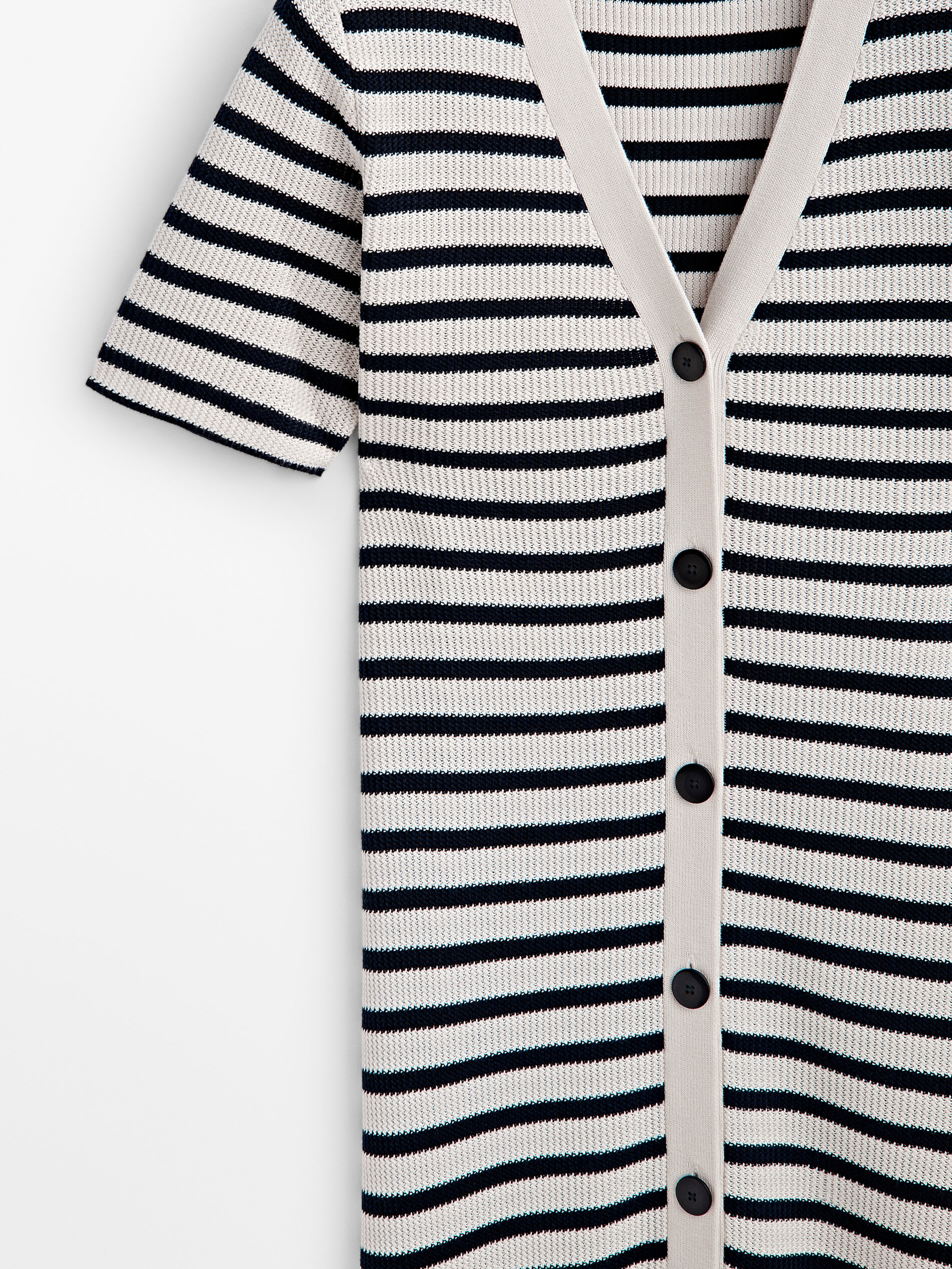 Vestido midi rayas algodón estructura - AZUL MARINO