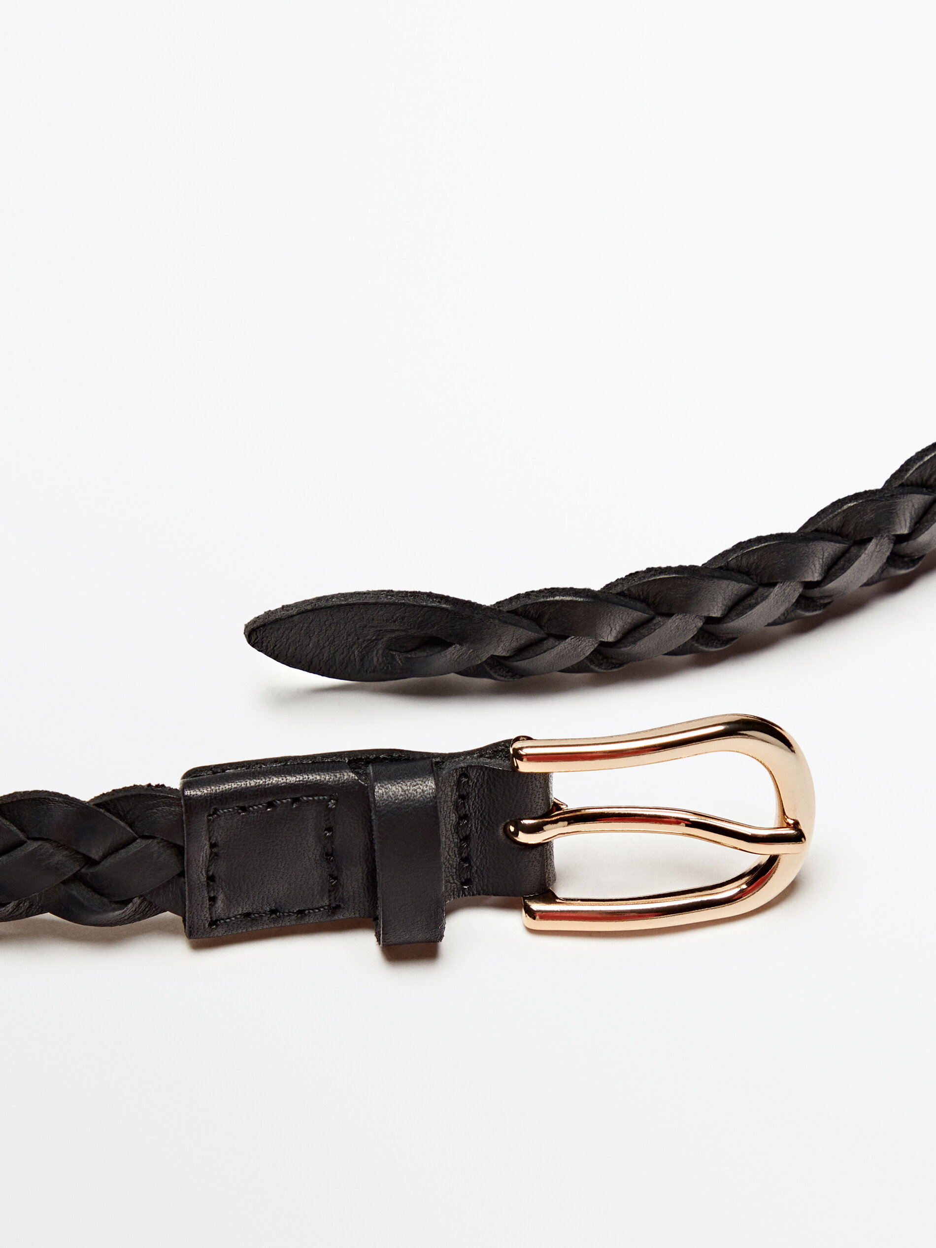 Cinturón trenzado piel - NEGRO