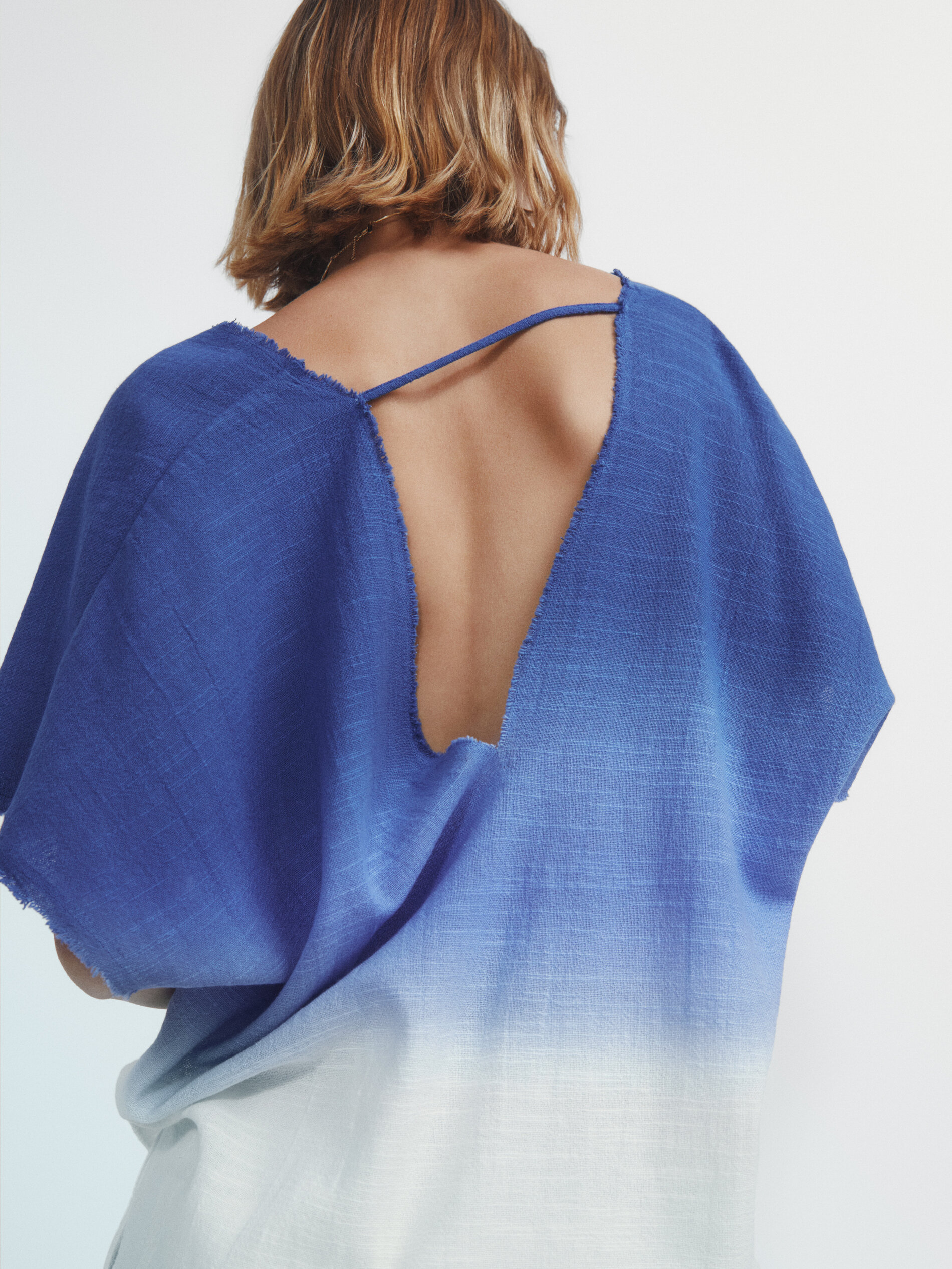 Camisa rústica degradado manga corta - CELESTE