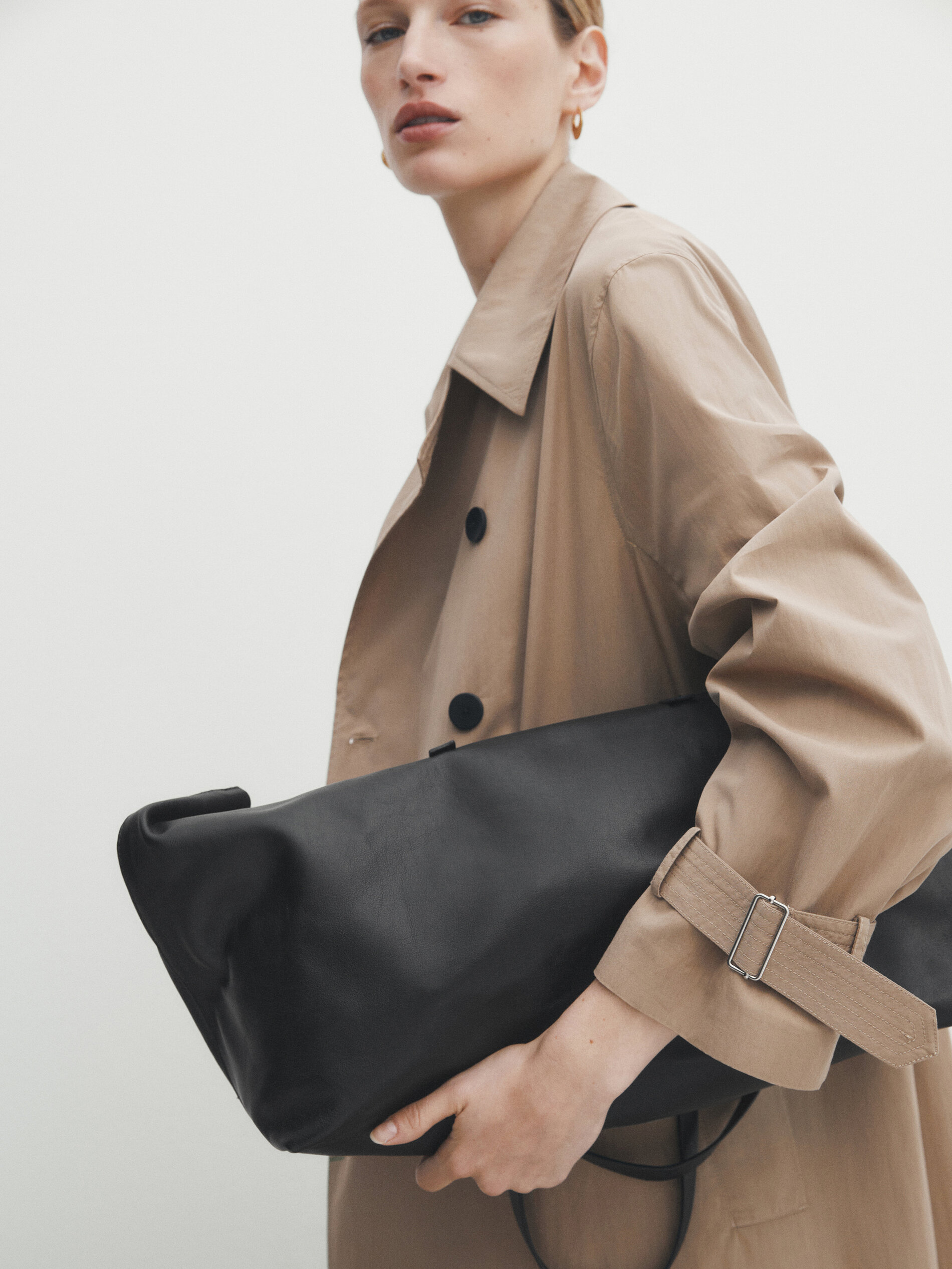 Gabardina técnica cinturón - BEIGE