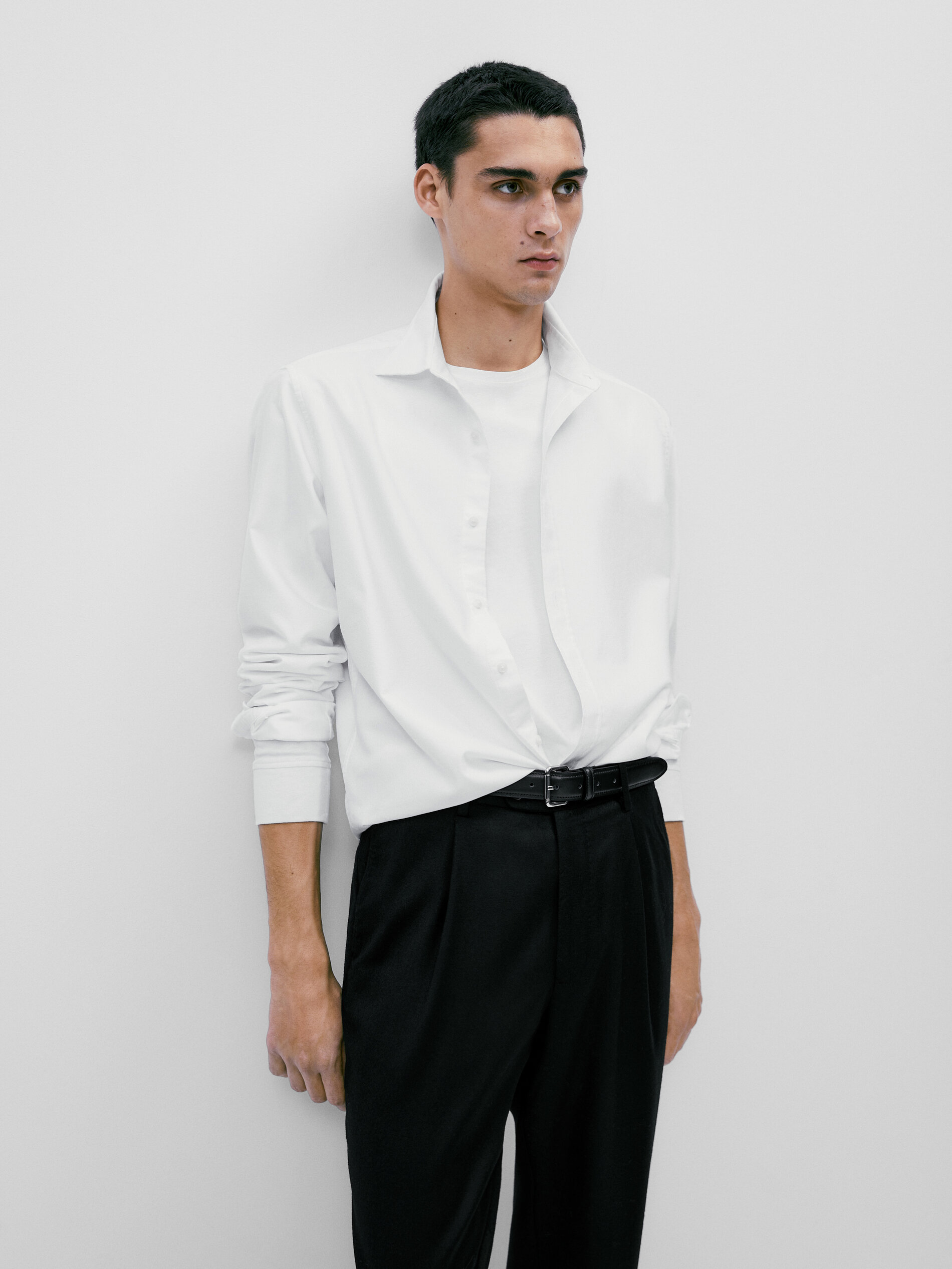 Camisa estructura micro cuadros regular fit - BLANCO