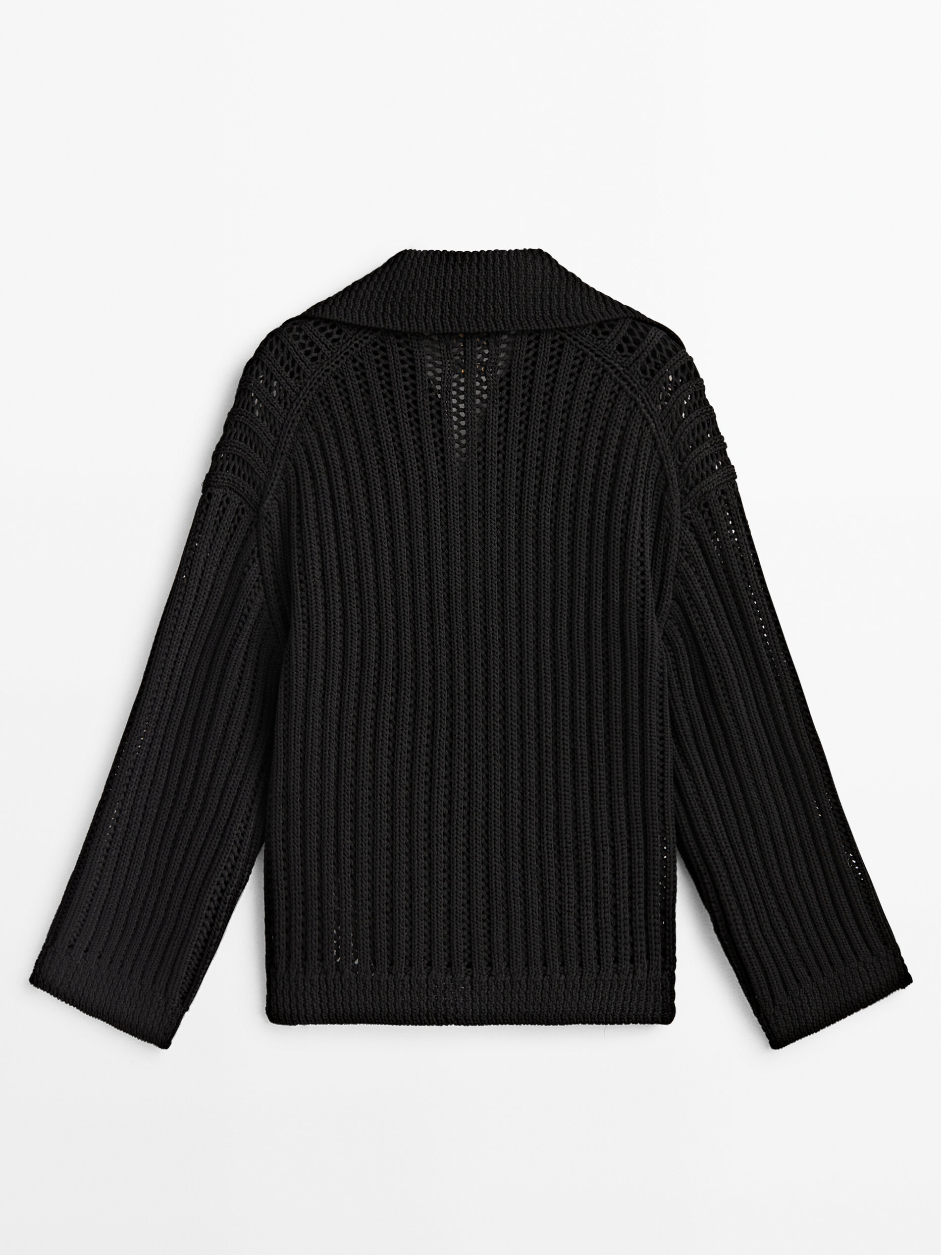 Jersey punto estructura cuello polo - NEGRO