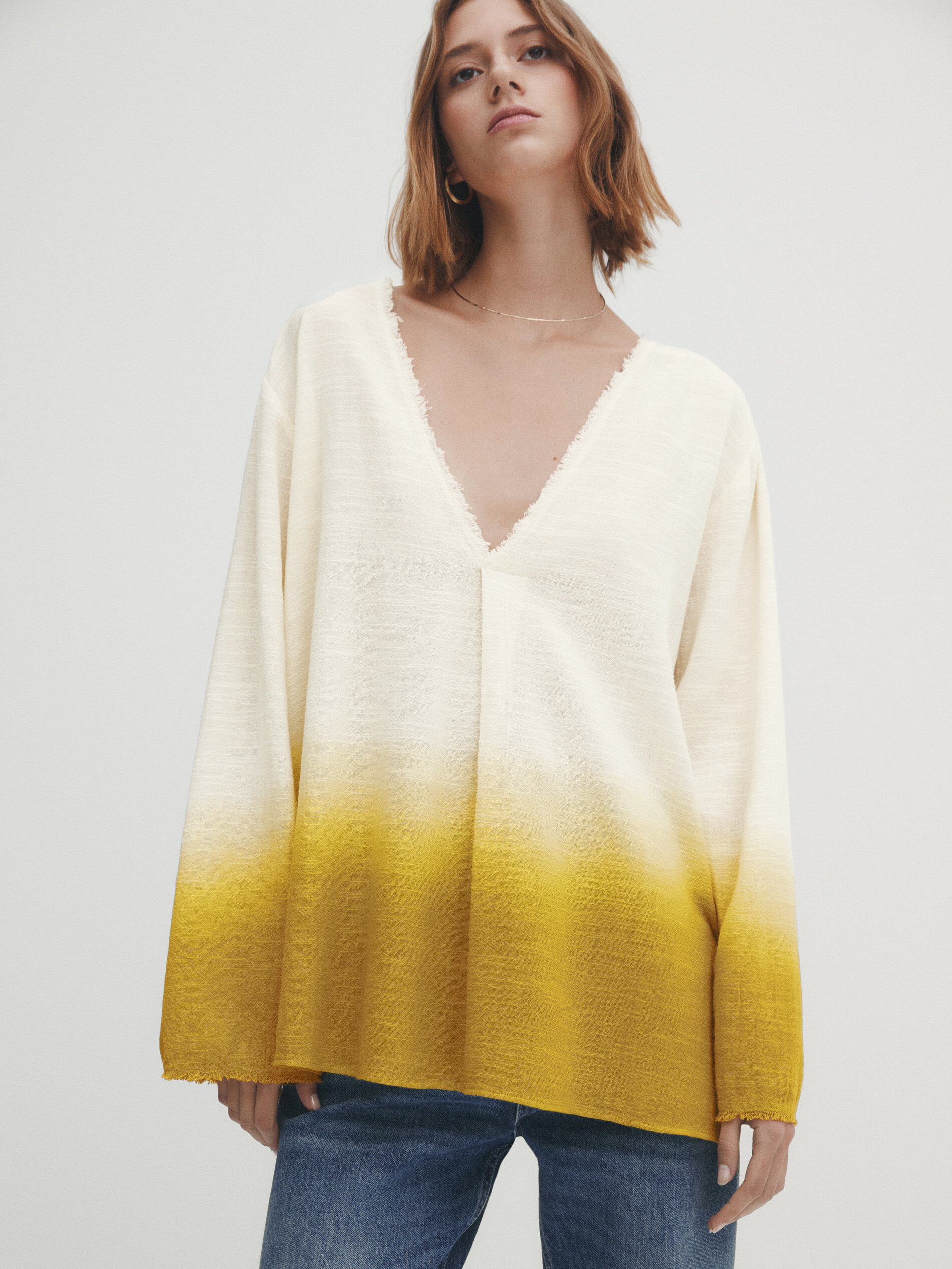 Camisa rústica degradado - AMARILLO MOSTAZA