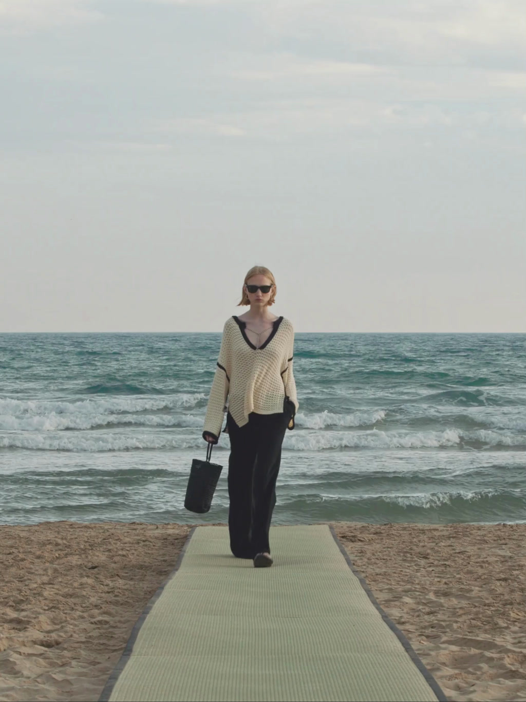 Jersey kaftán crochet contraste - CRUDO