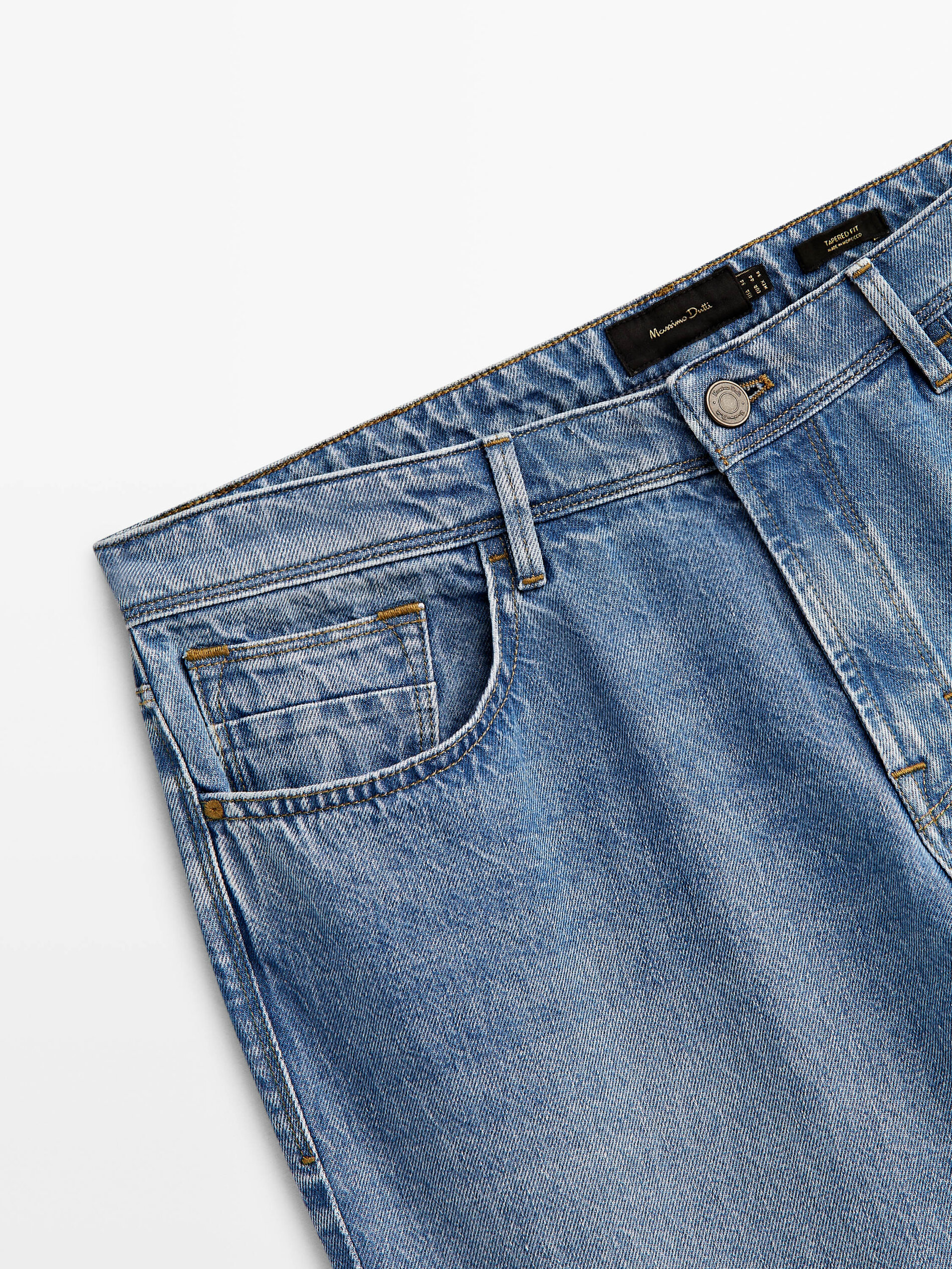 Pantalón vaquero mid bleach tapered fit - INDIGO