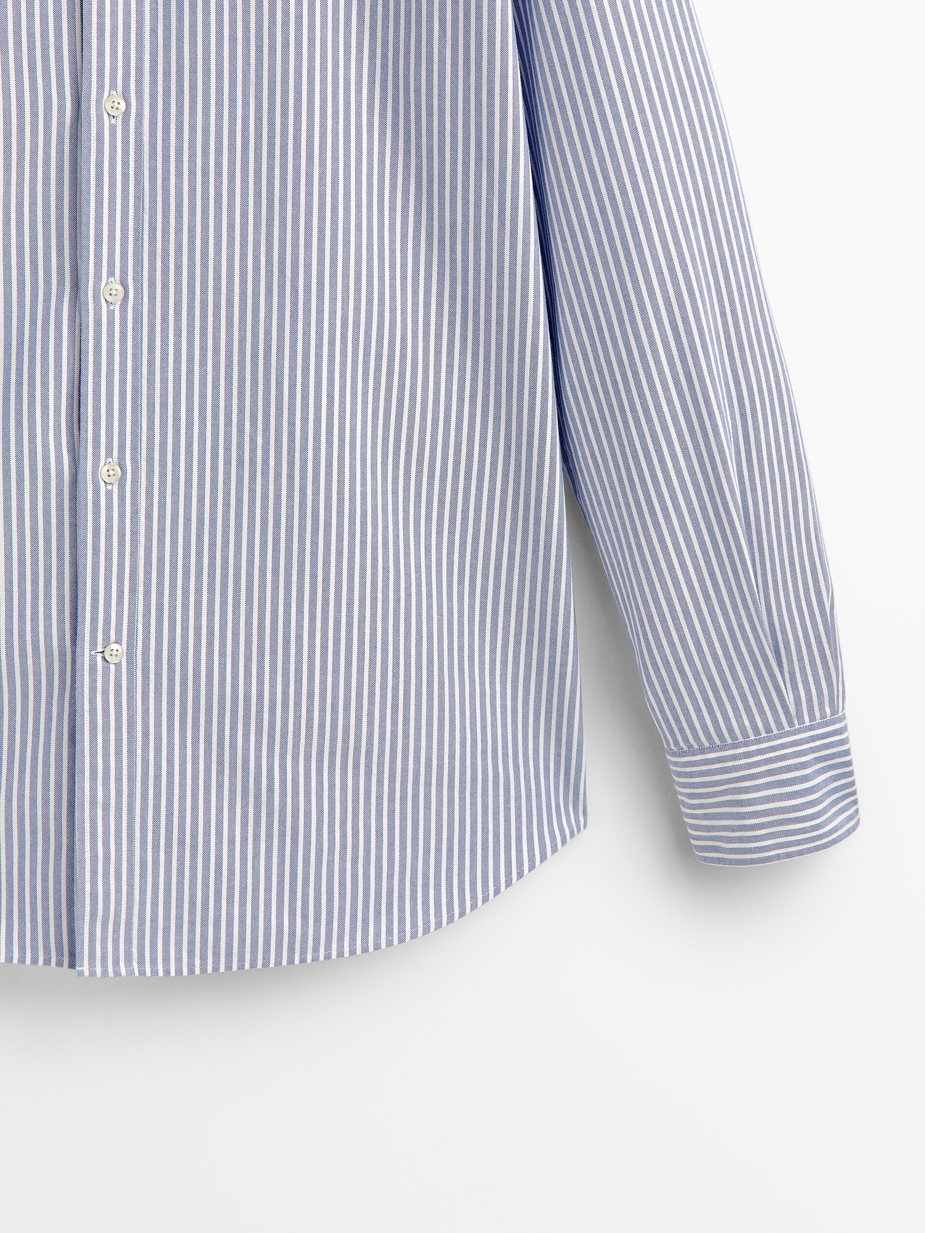 Camisa oxford rayas algodón regular fit - AZUL MARINO
