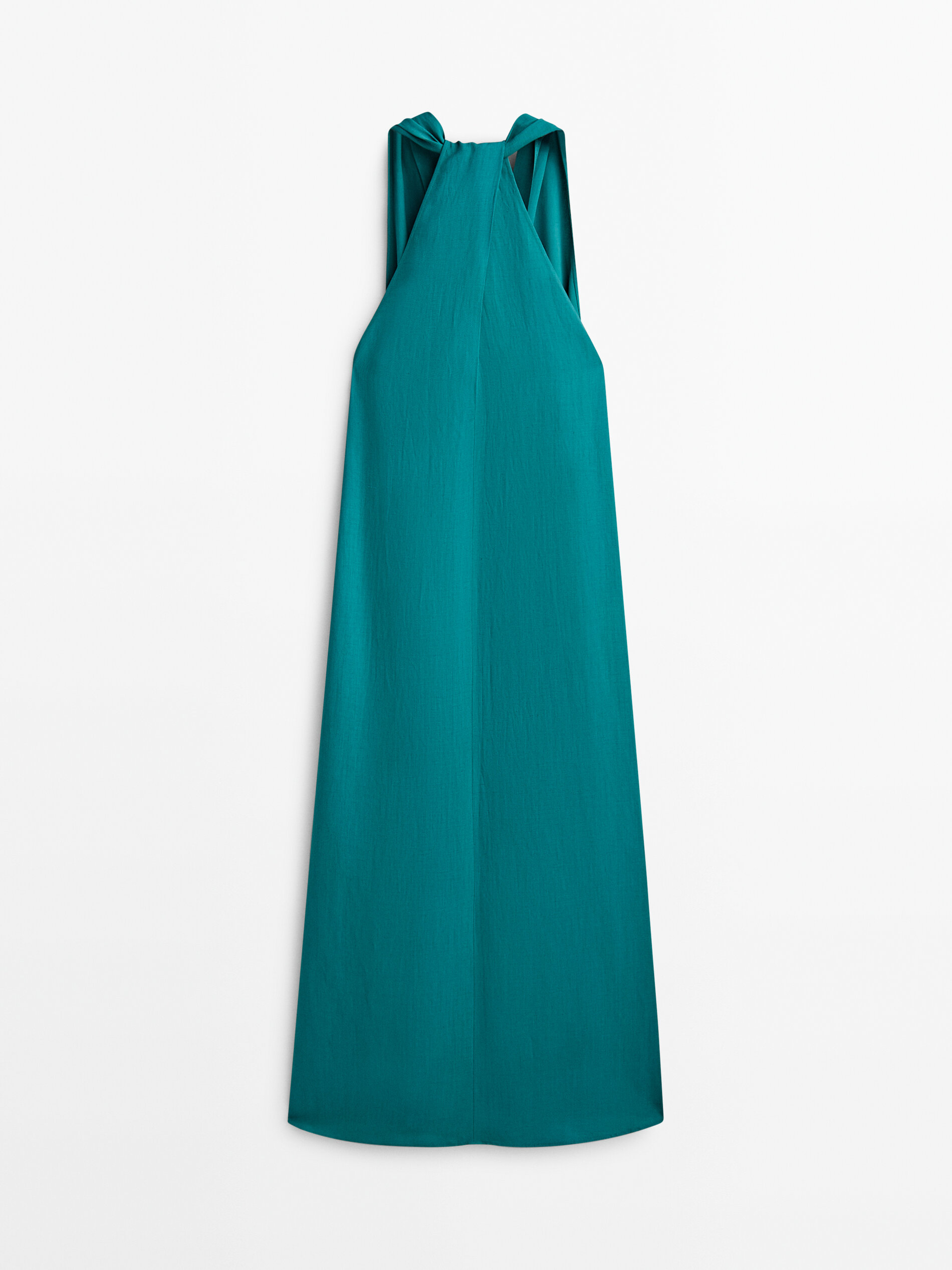 Vestido midi detalle espalda cruzada - VERD-TURQ