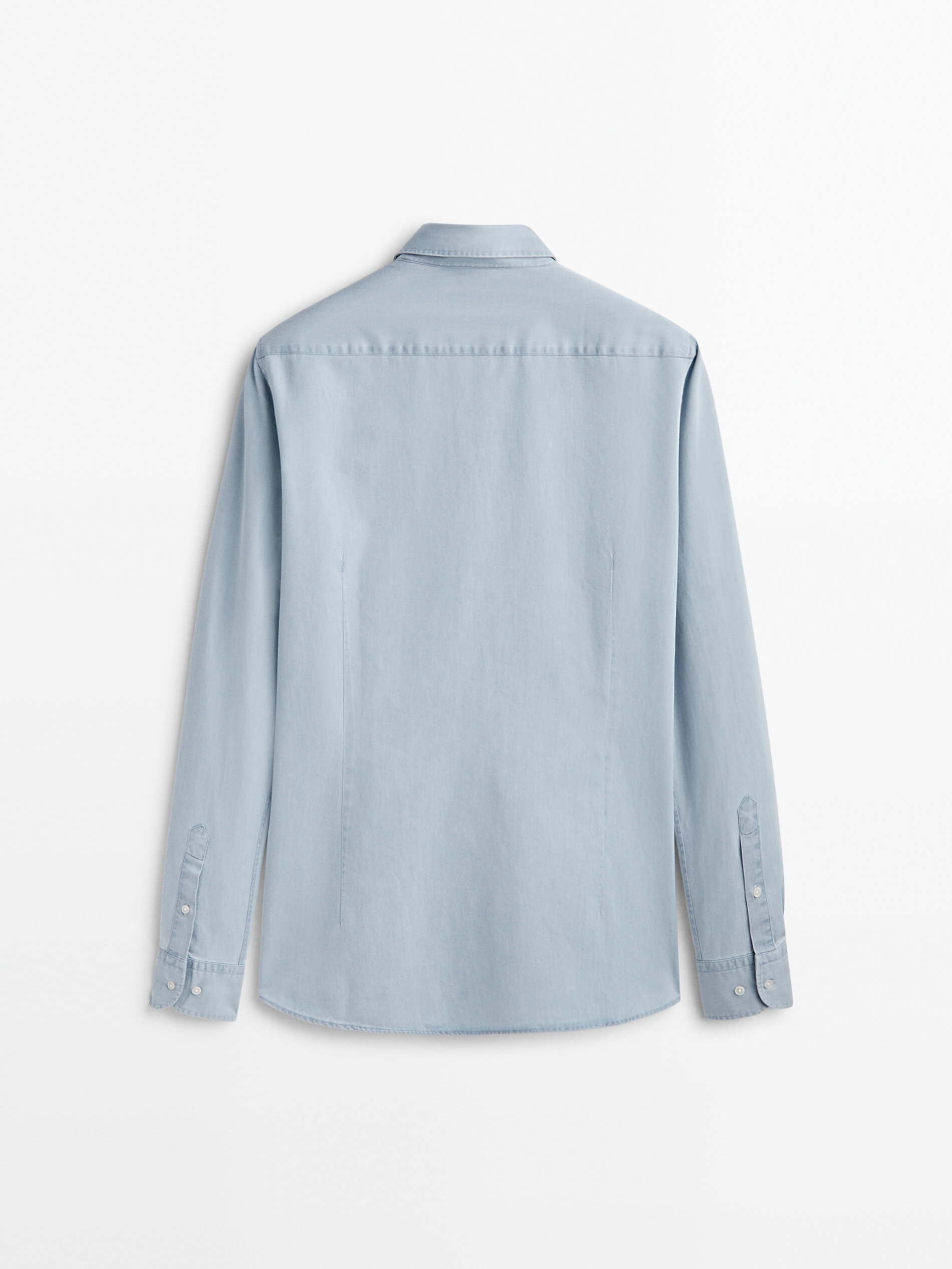 Camisa denim bleach wash slim fit - INDIGO