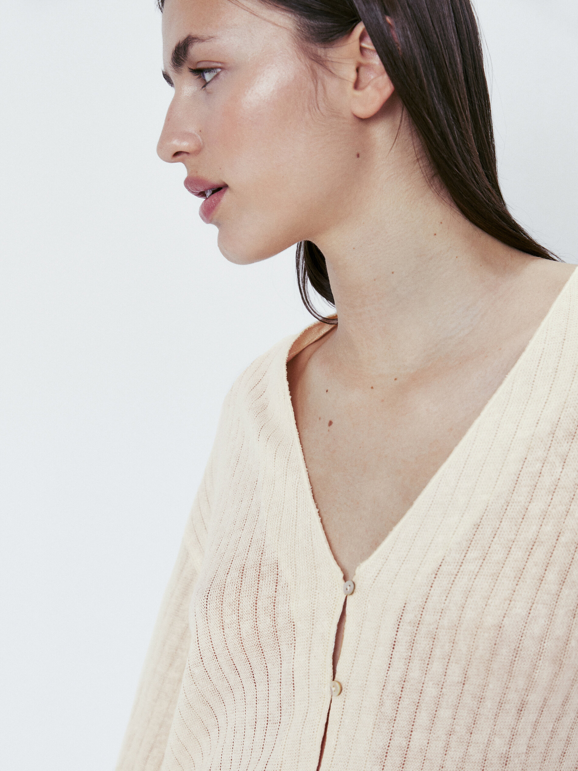 Chaqueta estructura con algodón y lino - CRUDO