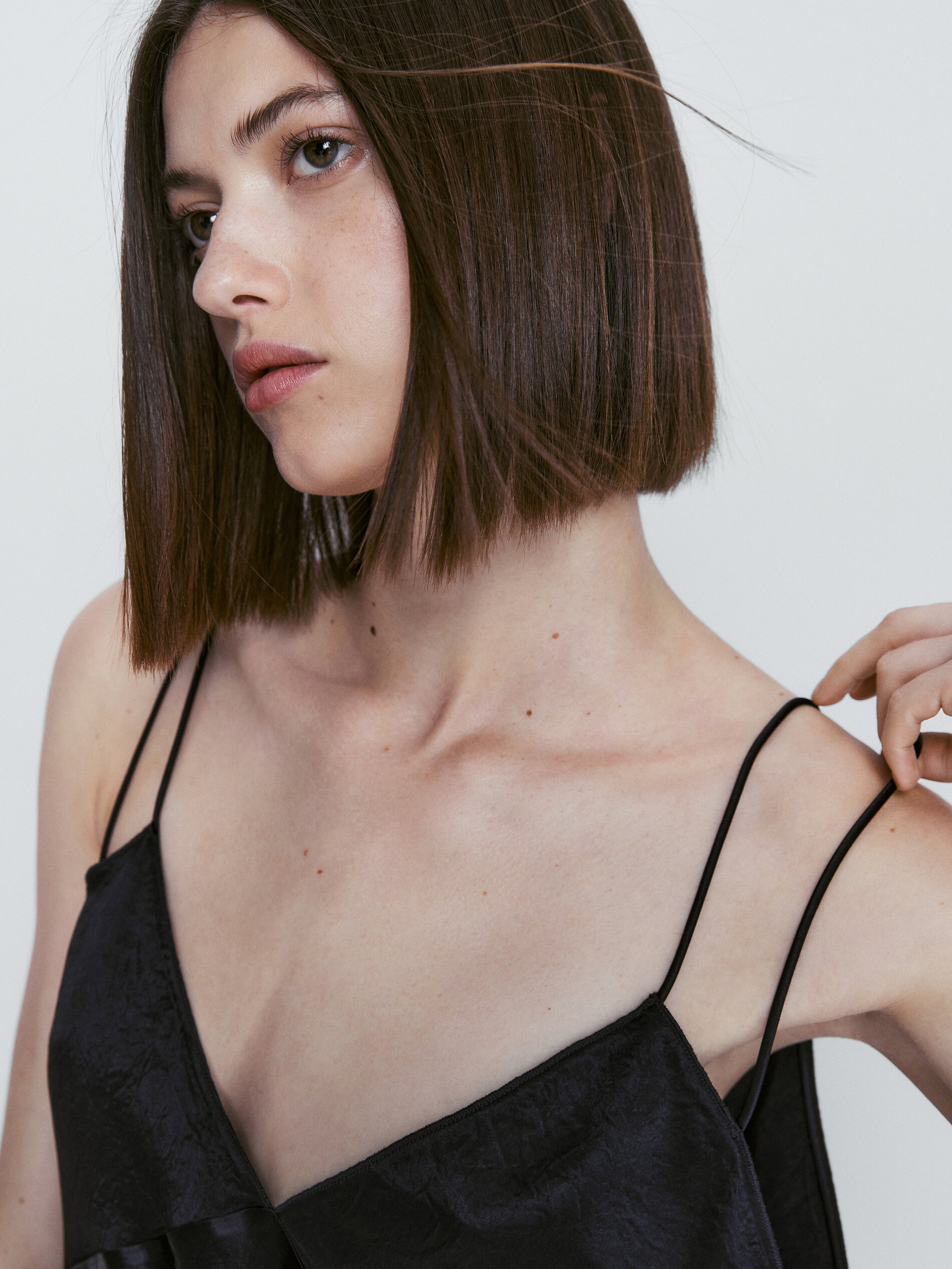 Vestido lencero satinado - Azul Oscuro