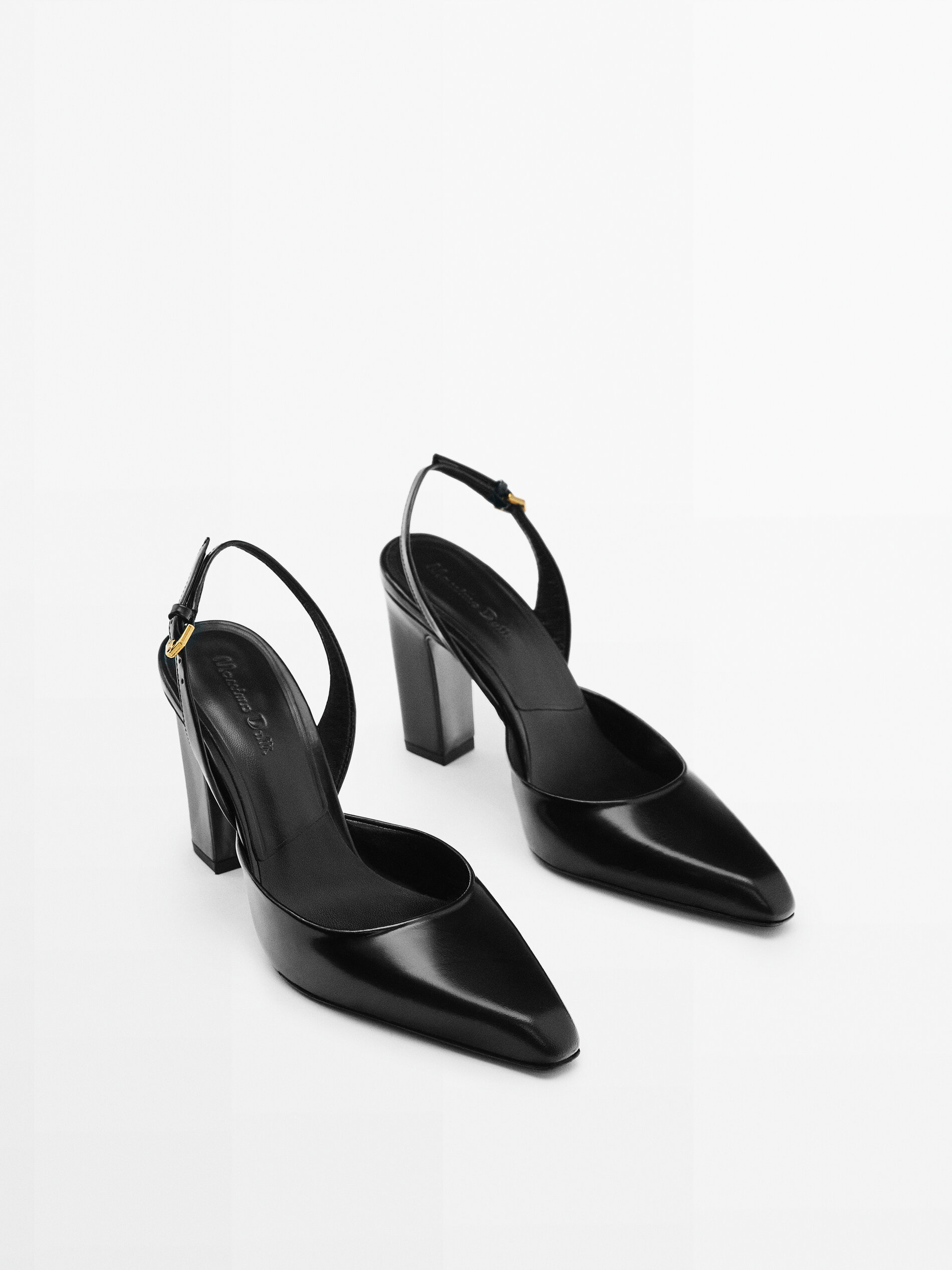 Zapato tacón piel destalonado - NEGRO