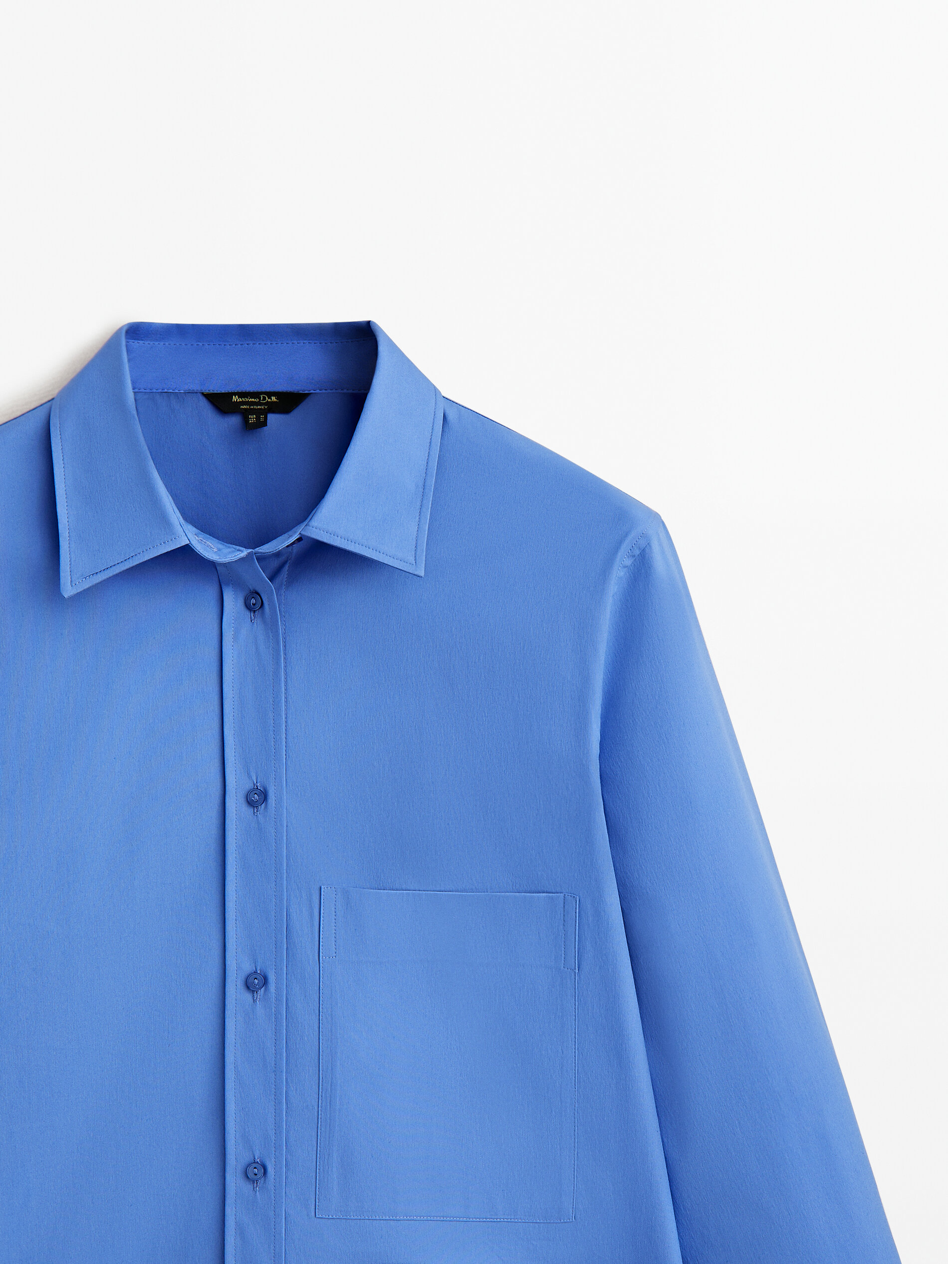 Camisa popelín algodón bolsillo - AZULÓN