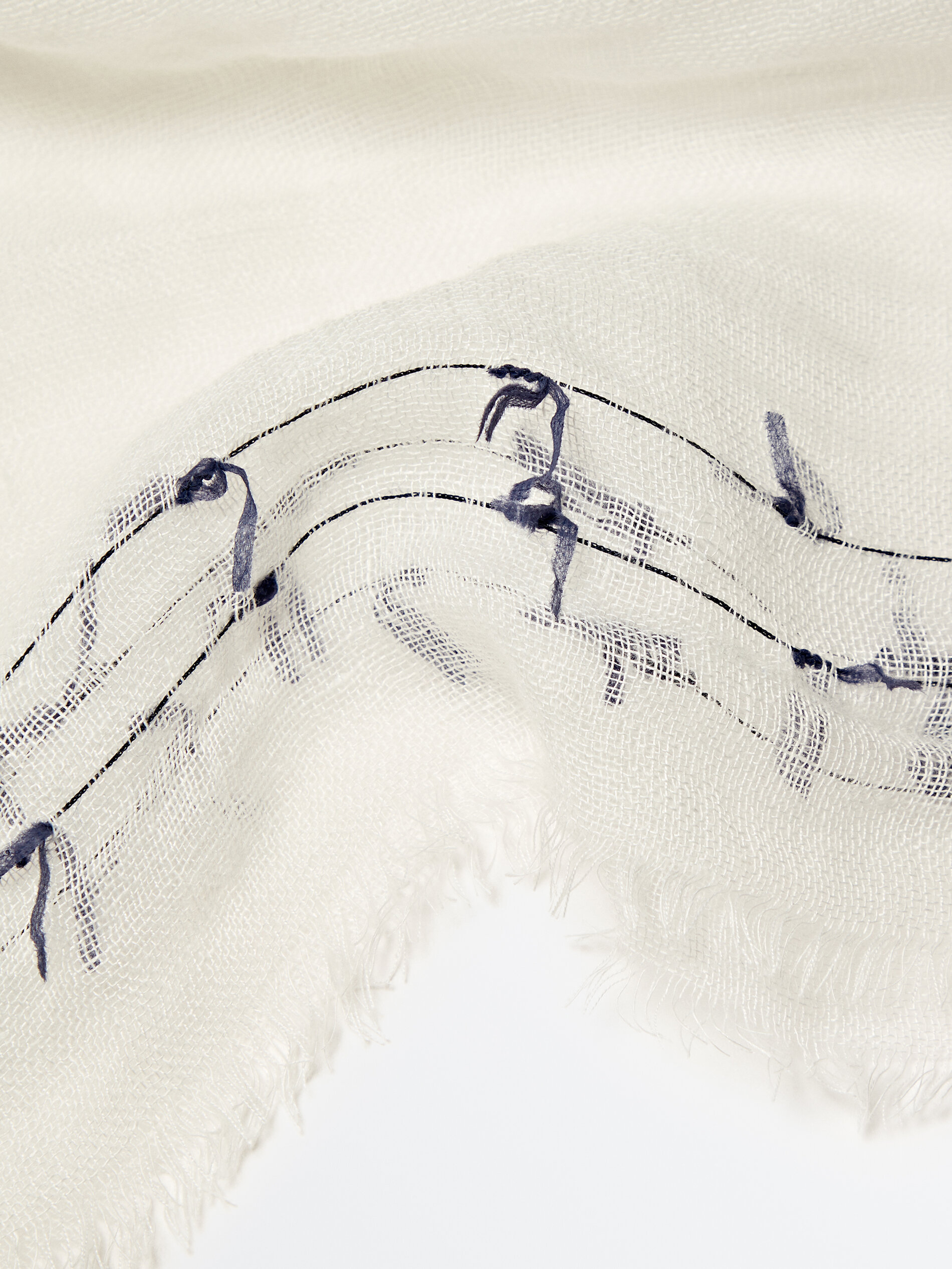 Fular mezcla lino detalle lazos - CRUDO