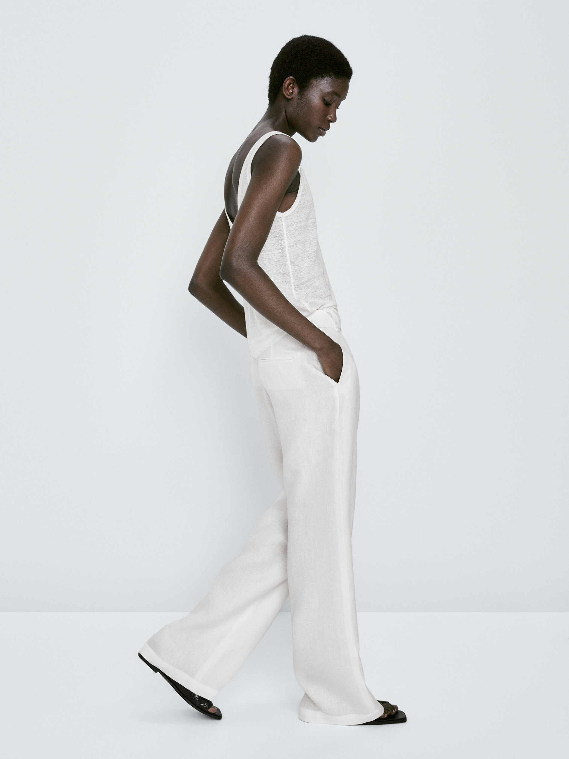 Camiseta lino tirantes - CRUDO