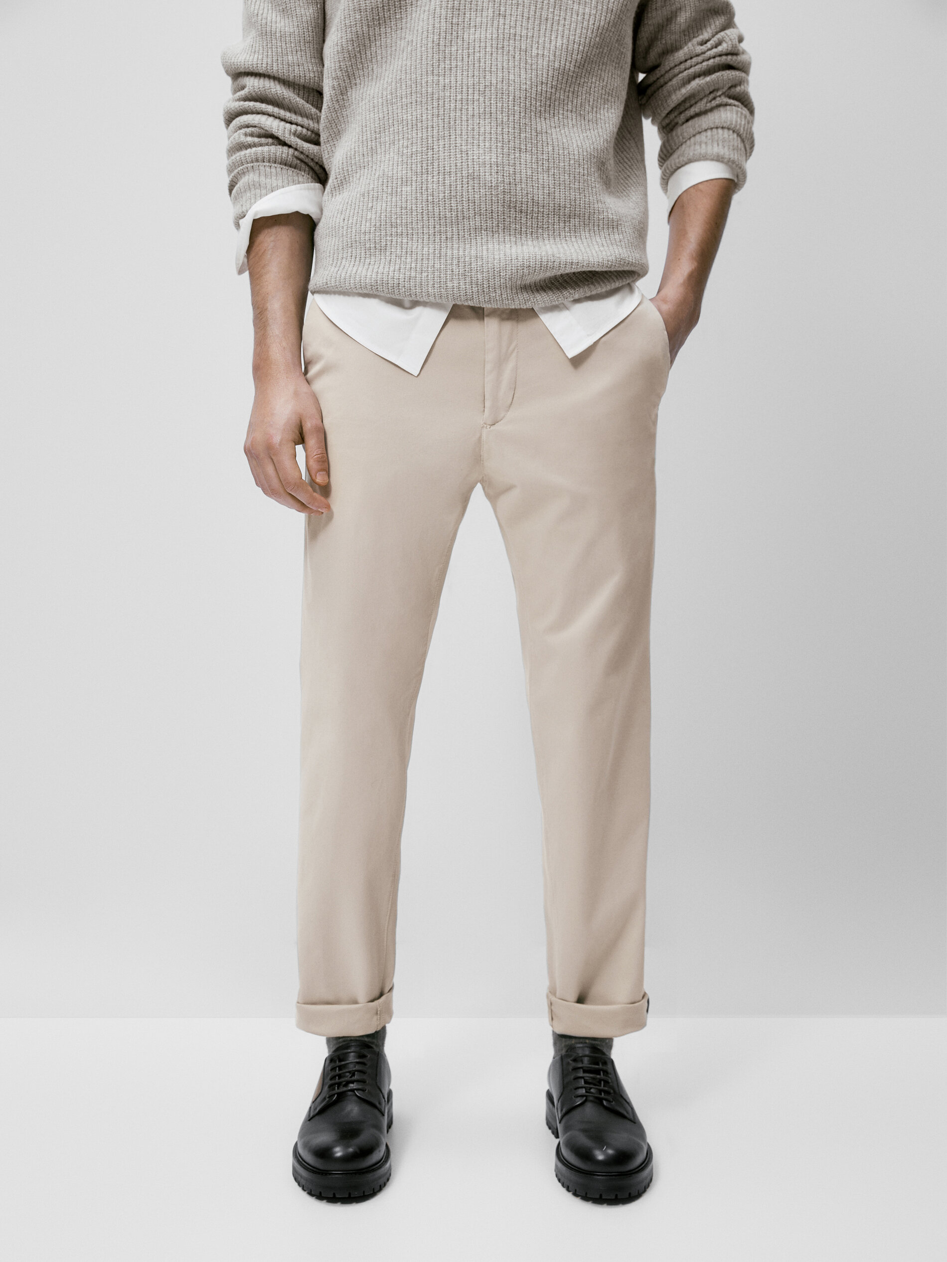Pantalón chino slim fit - Beige Claro