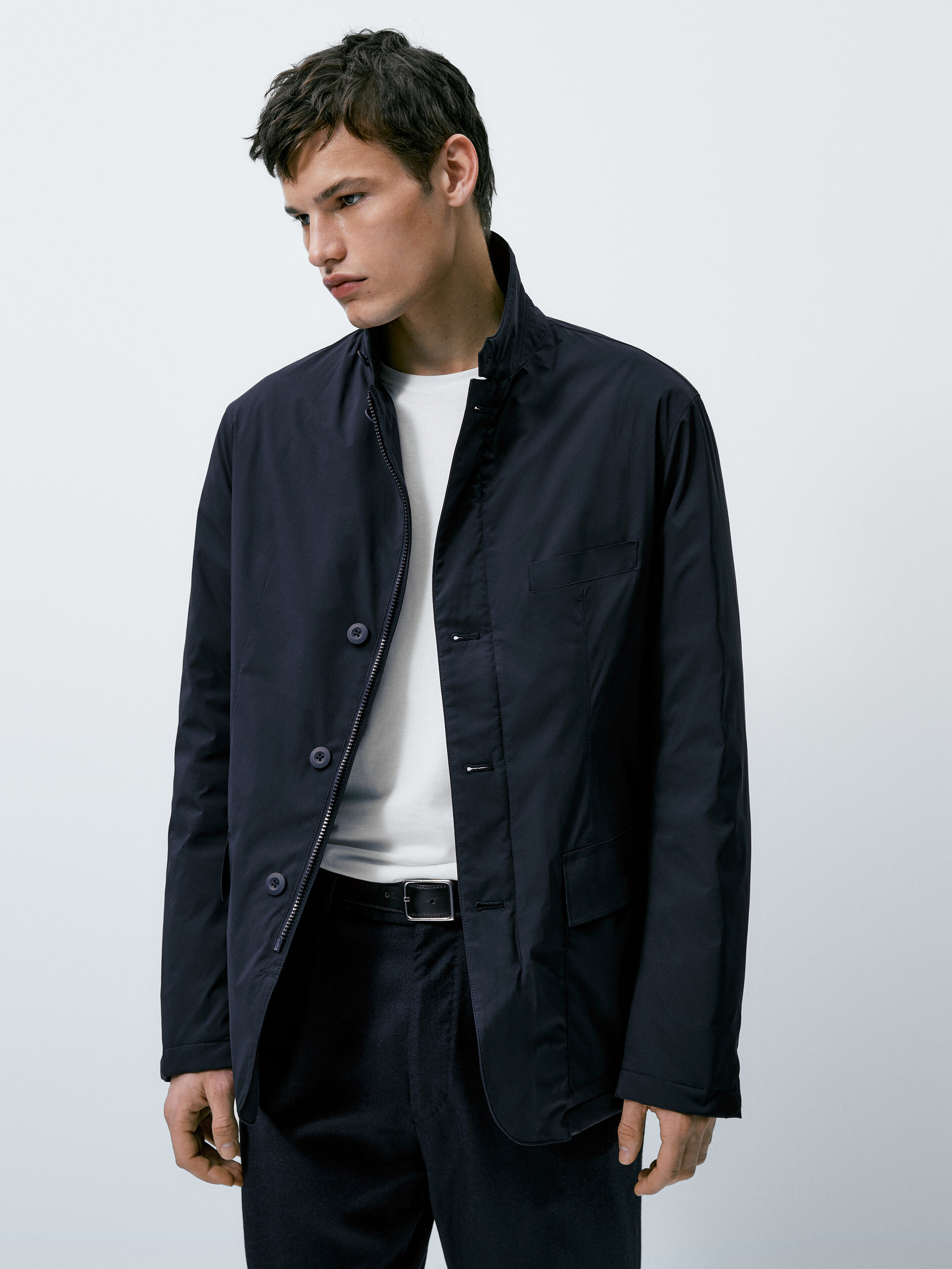 Chaqueta blazer relleno plumón y pluma - AZUL MARINO