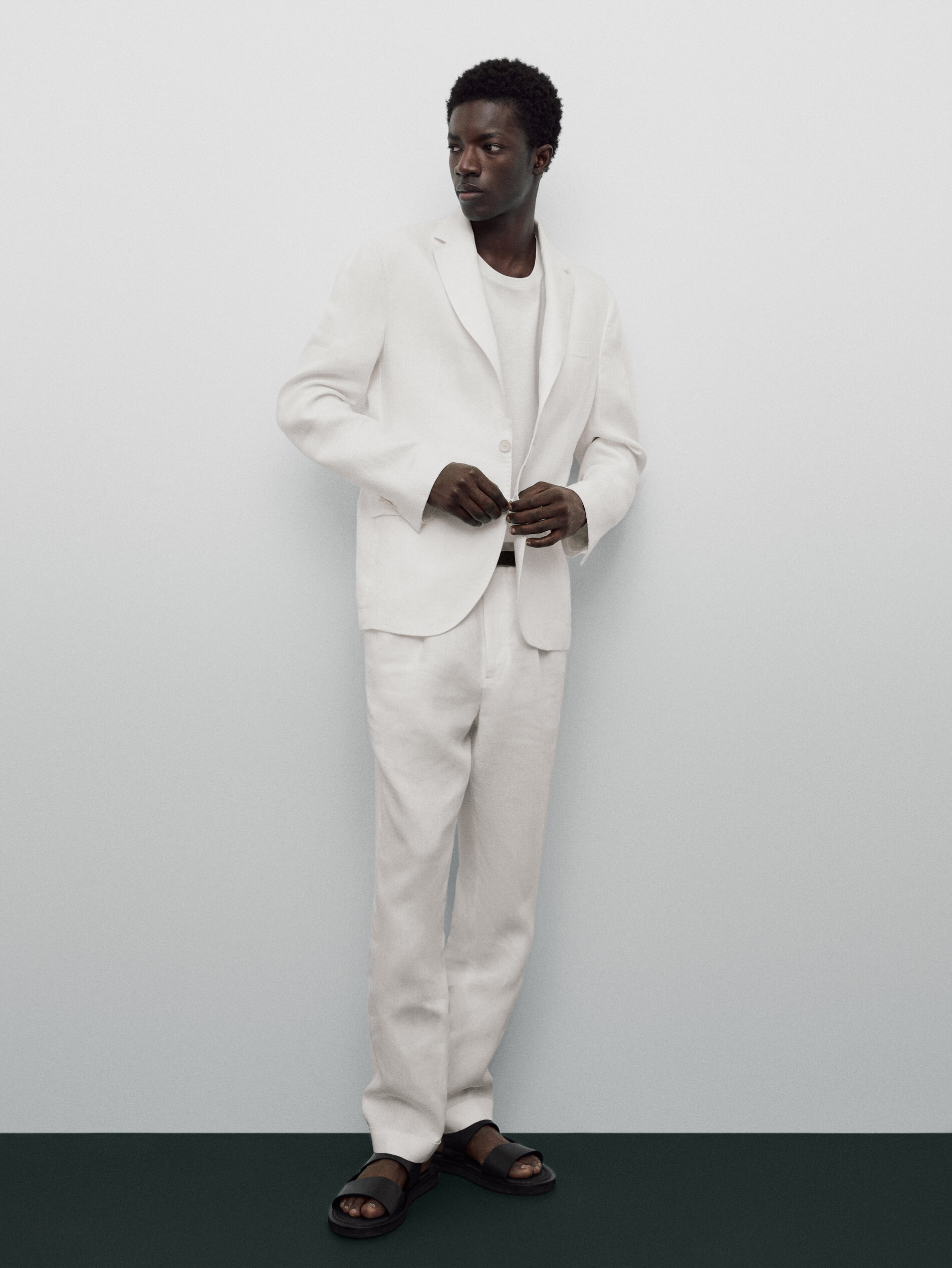 Pantalón lino pinzas relaxed fit Limited edition - BLANCO