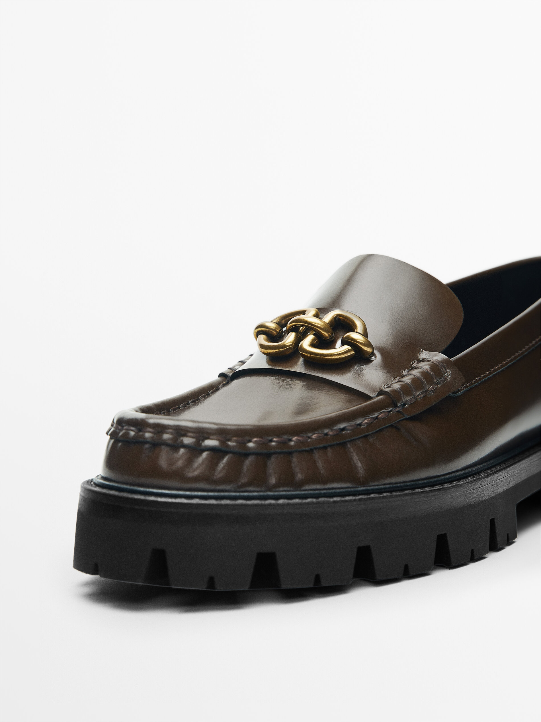 Mocasín piel super track - MARRÓN