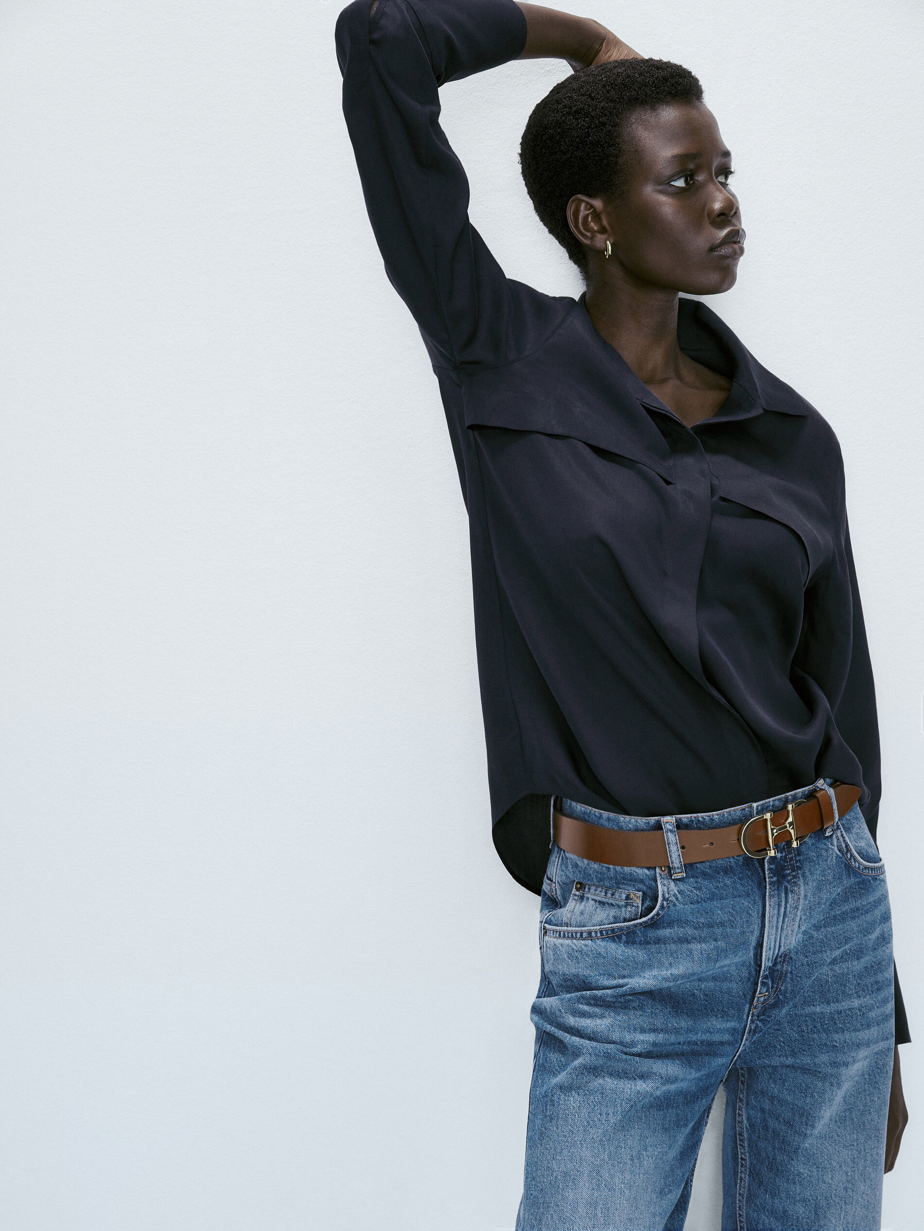 Camisa fluida bolsillos - AZUL PROFUNDO