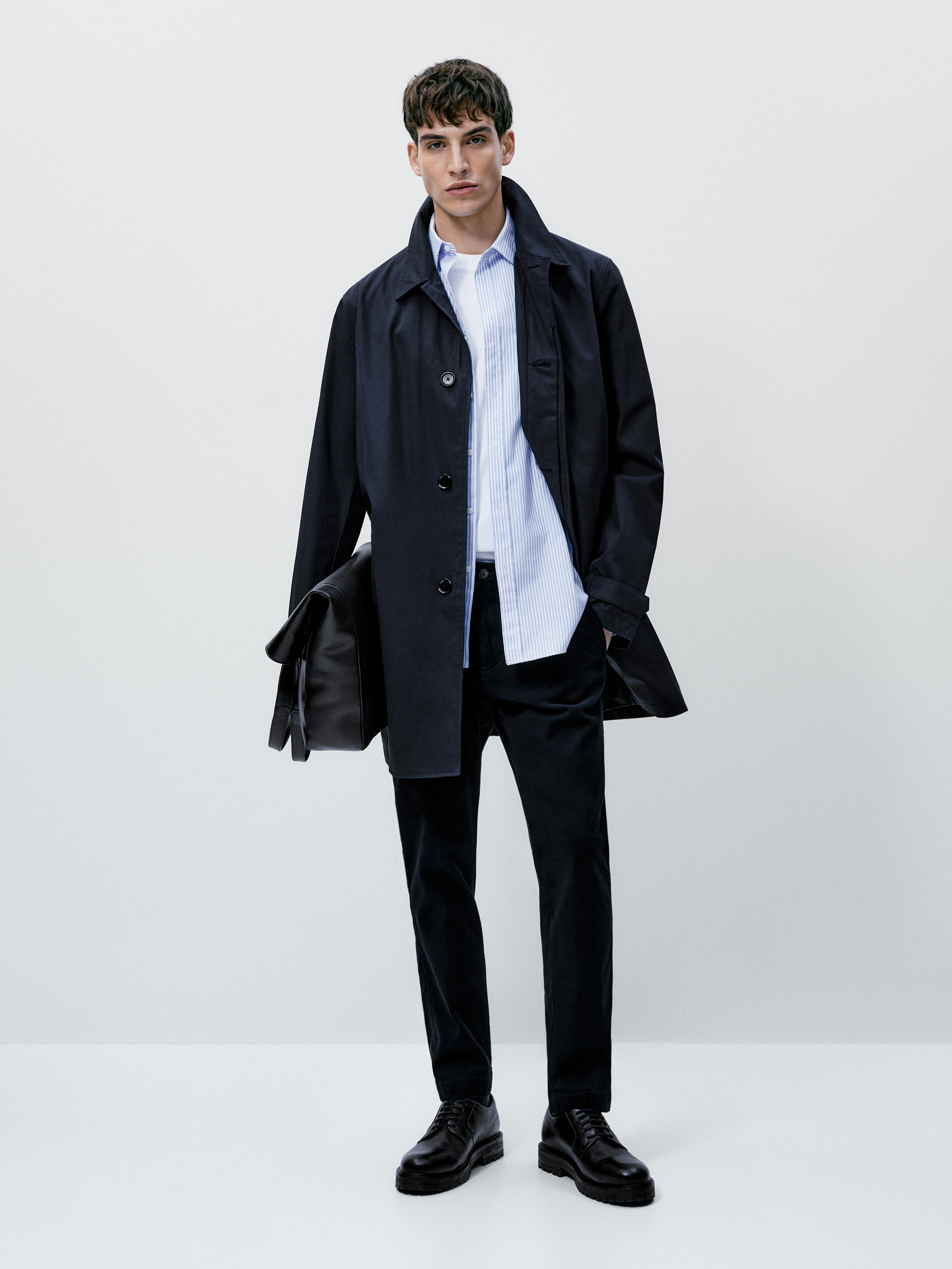 Camisa oxford rayas algodón slim fit - CELESTE