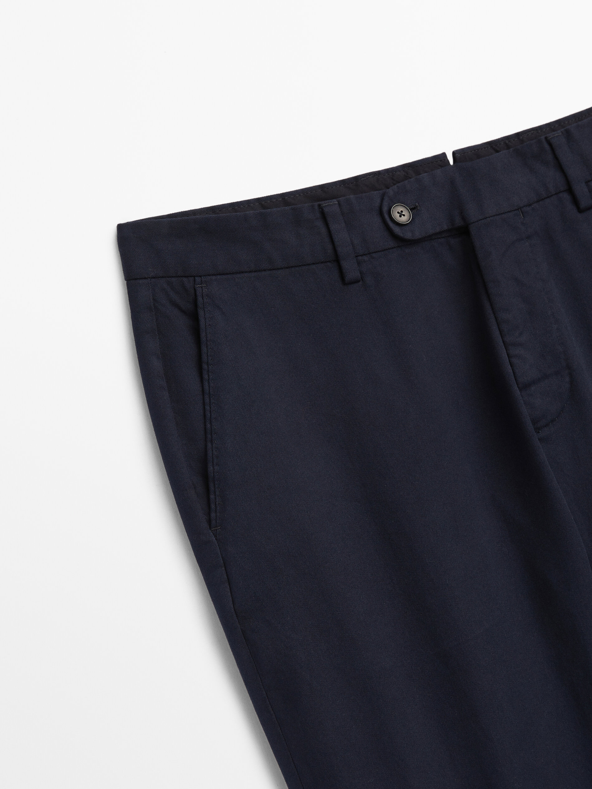 Pantalón chino tintado mezcla algodón cashmere - AZUL MARINO