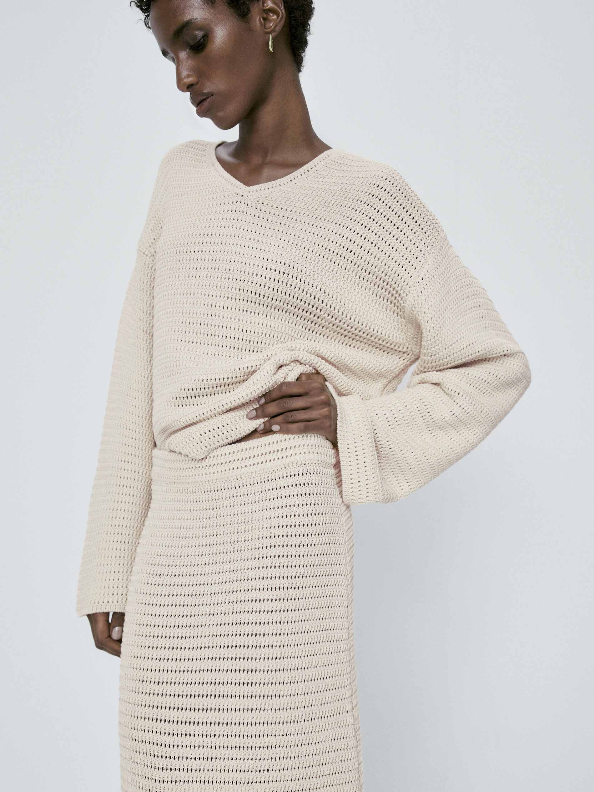 Falda punto crochet - CRUDO