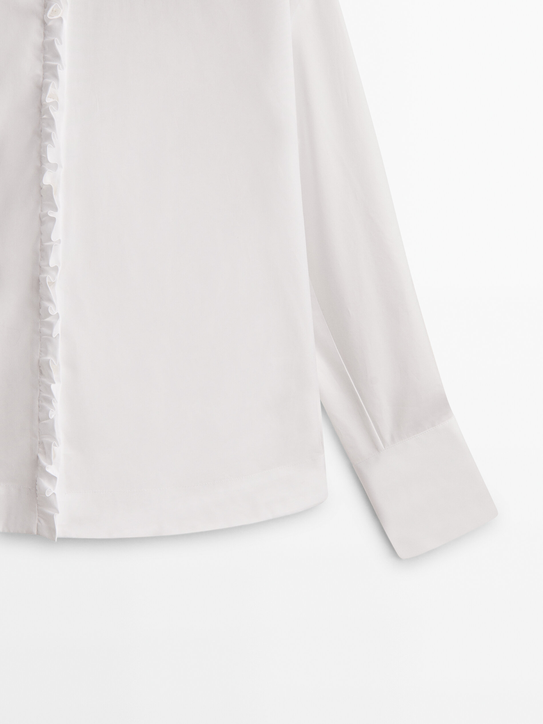 Camisa popelín detalle volante -Studio - BLANCO