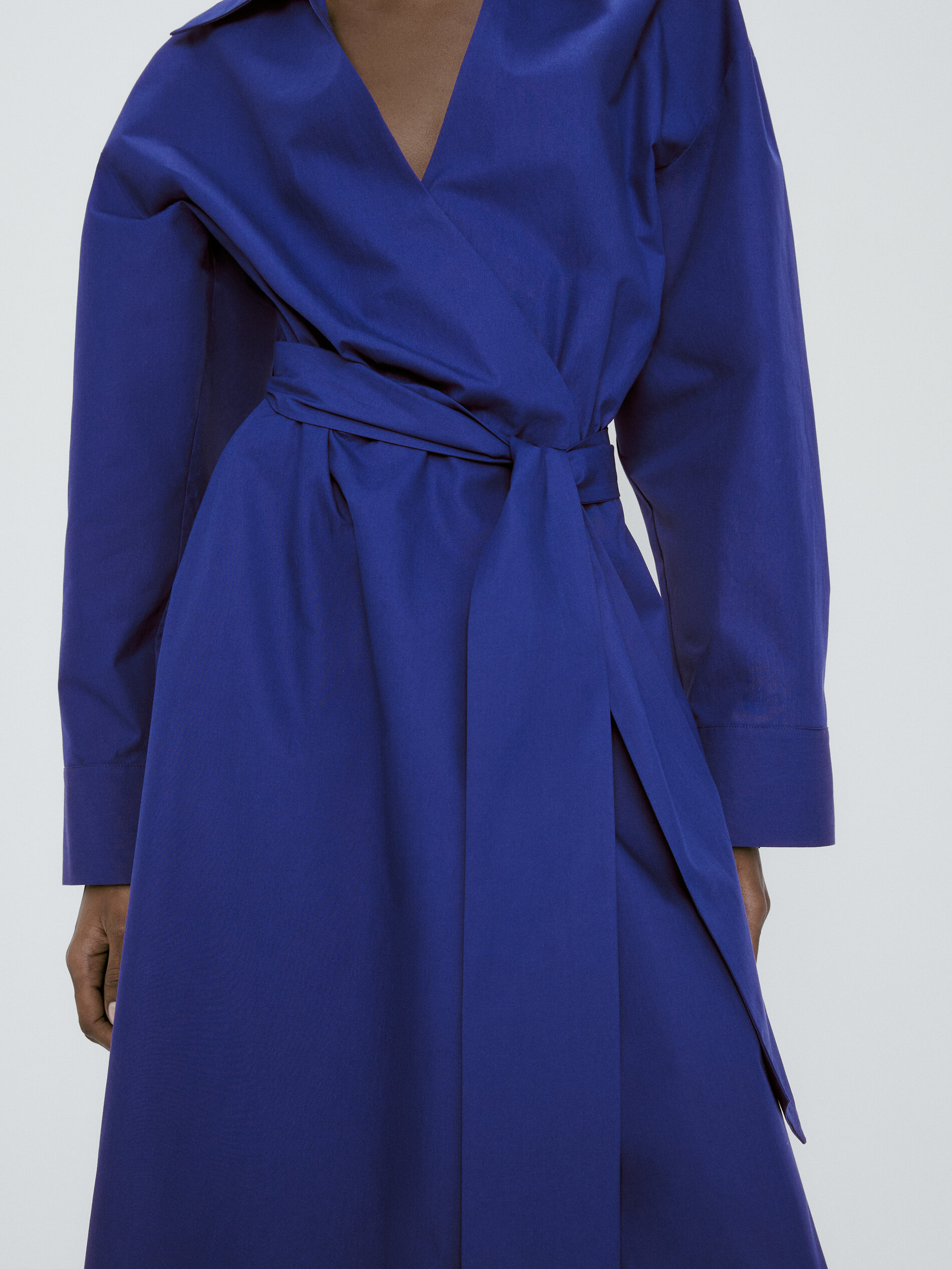 Vestido popelín cruzado lazada - AZUL ELÉCTRICO