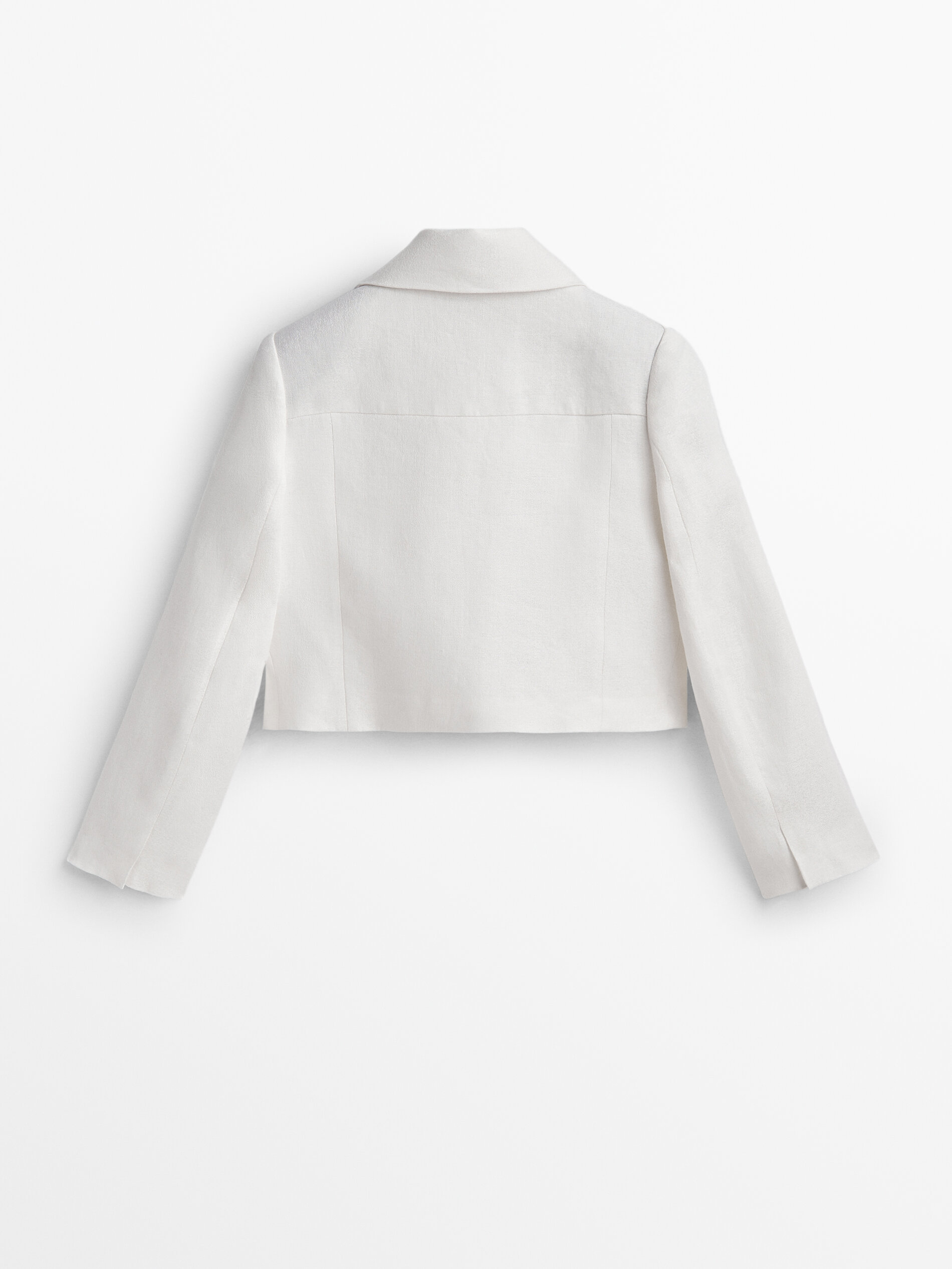 Chaqueta corta lino jacquard -Studio - BLANCO