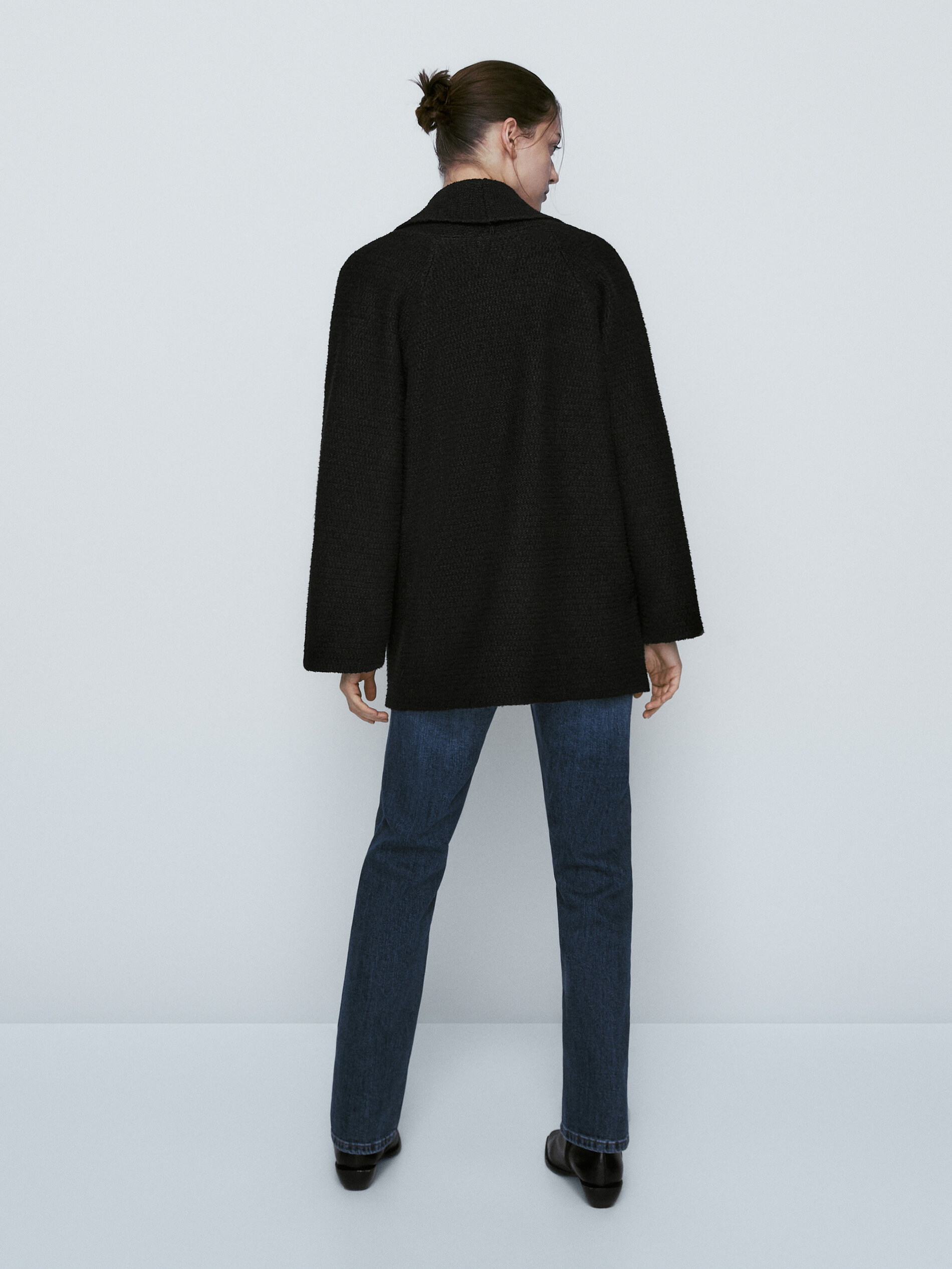 Cárdigan cruzado textura botones - NEGRO