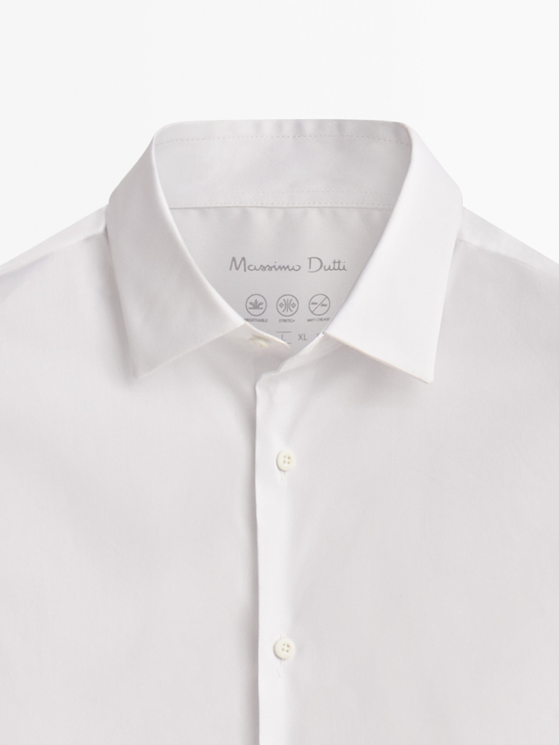 Camisa algodón lisa stretch fit - BLANCO
