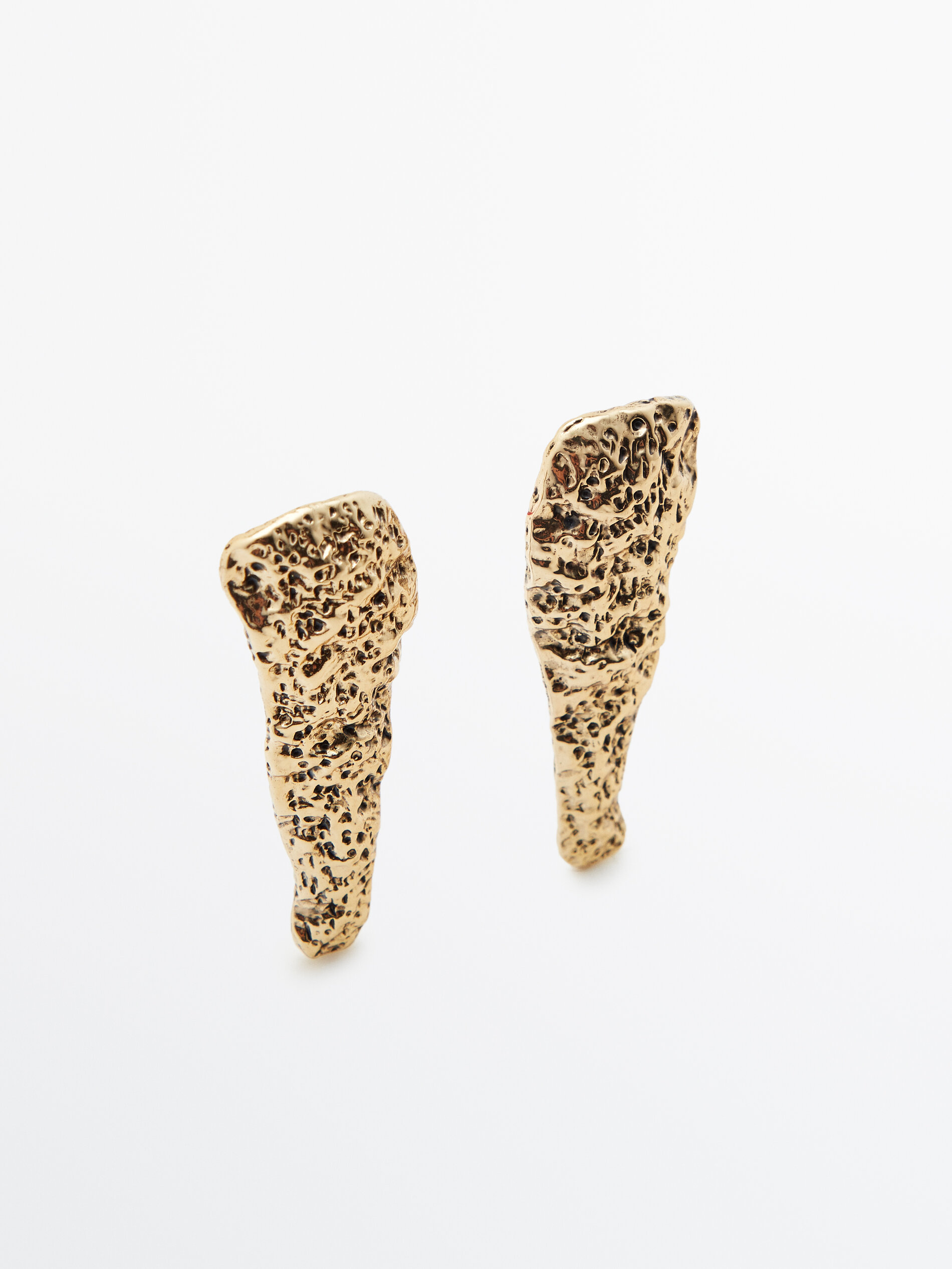 Pendientes largos textura baño oro - ORO