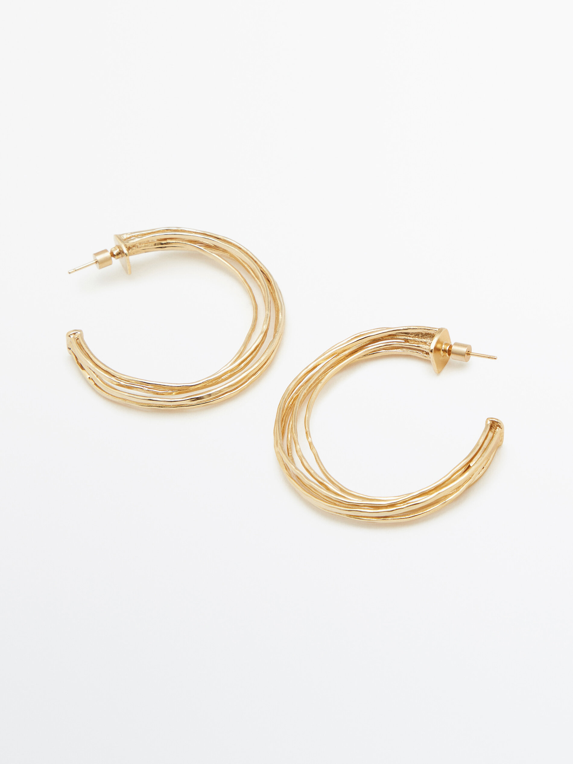 Pendientes multiaros textura baño oro - DORADO