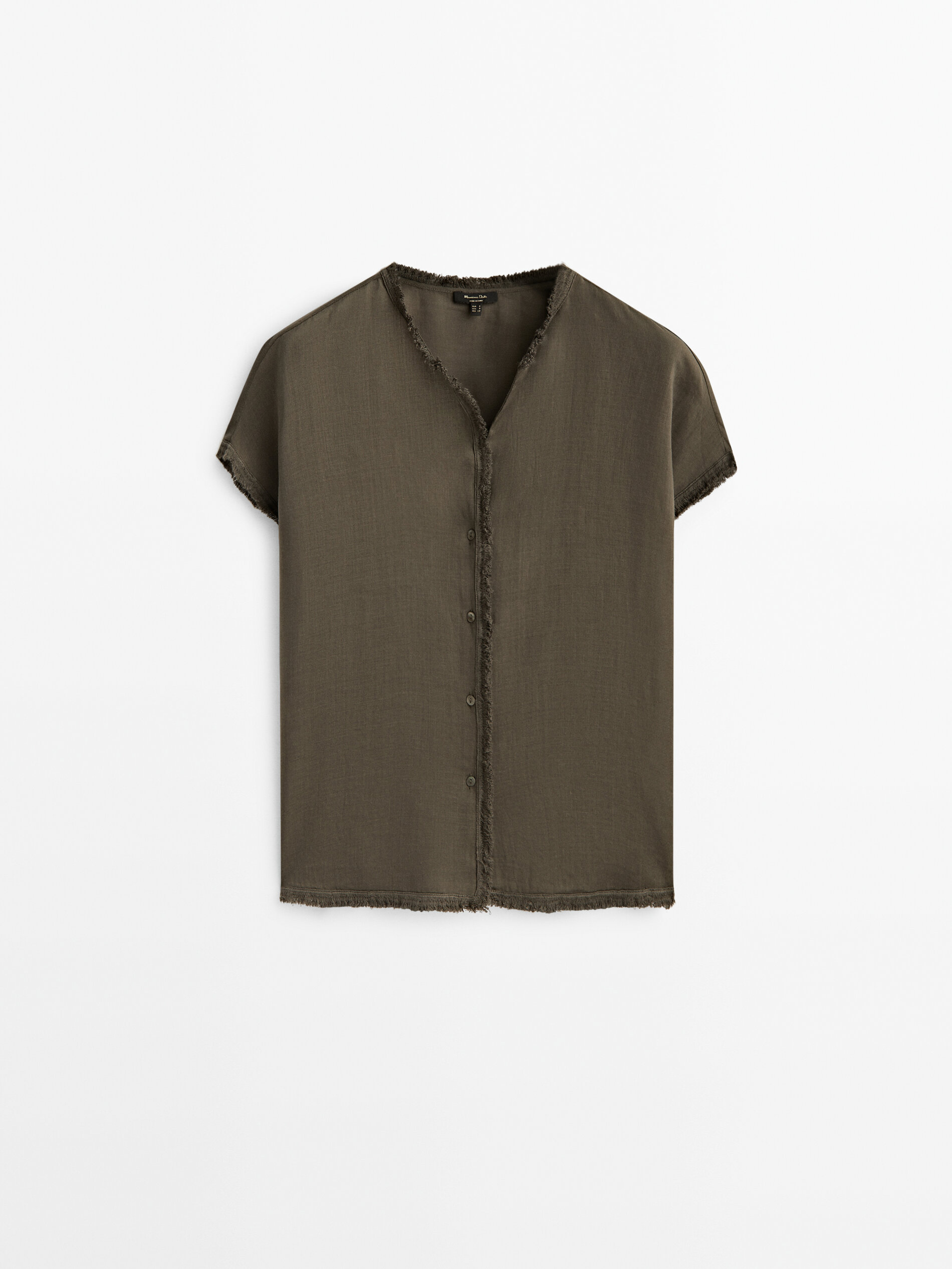 Camisa manga corta detalle desflecado - VERDE OSCURO