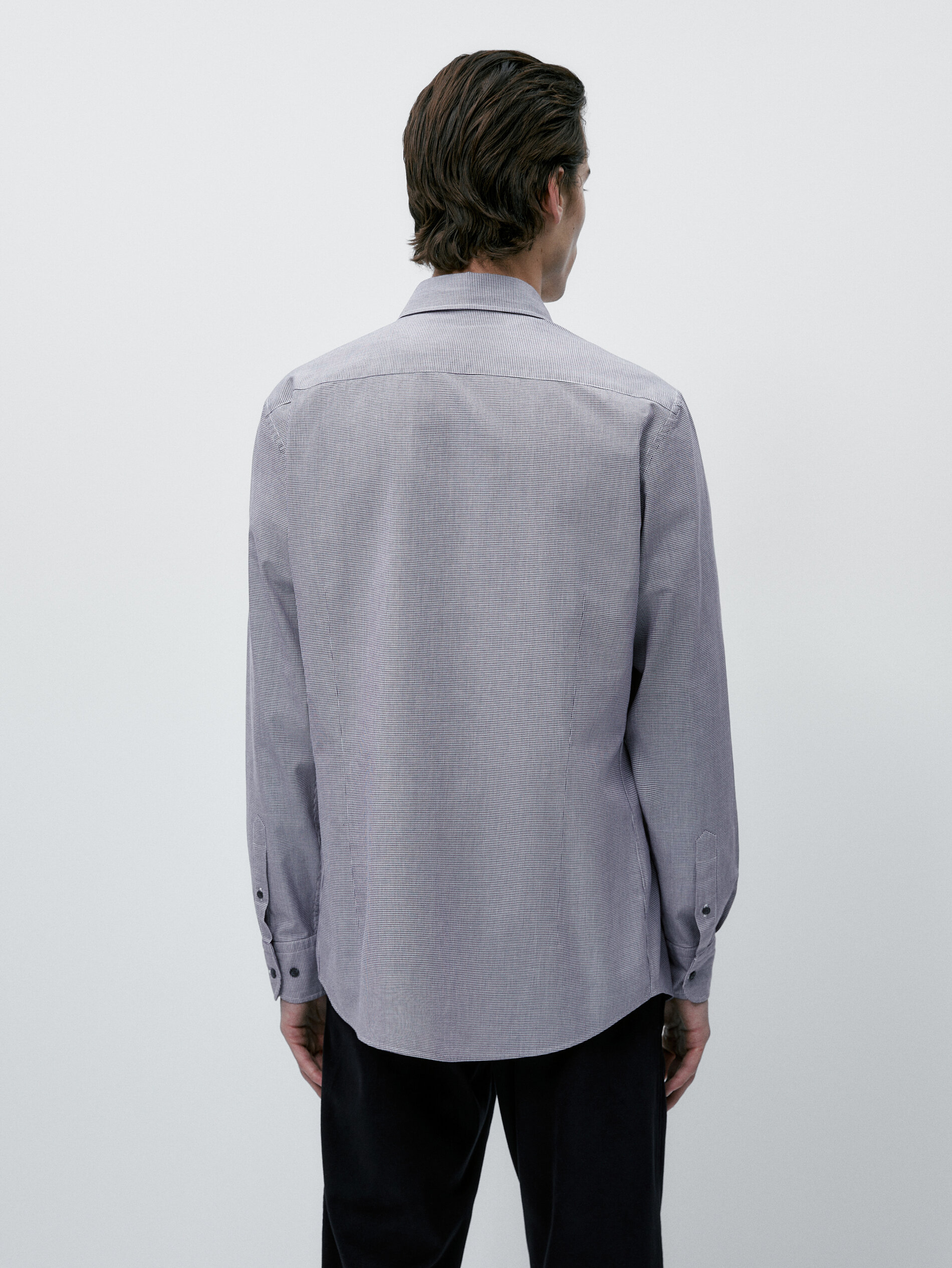 Camisa pata de gallo slim fit - AZUL MARINO