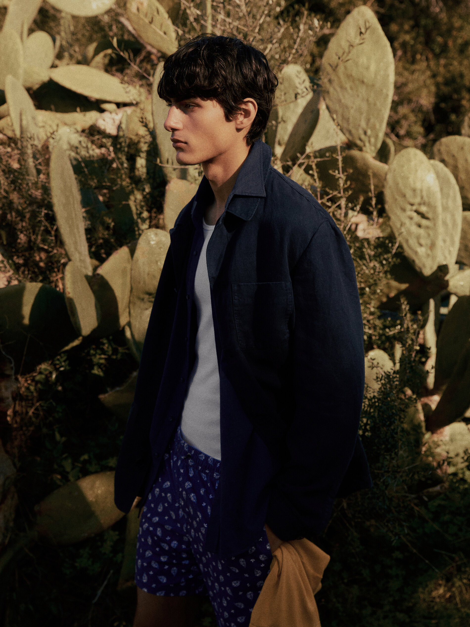 Bañador estampado hojas - AZUL MARINO