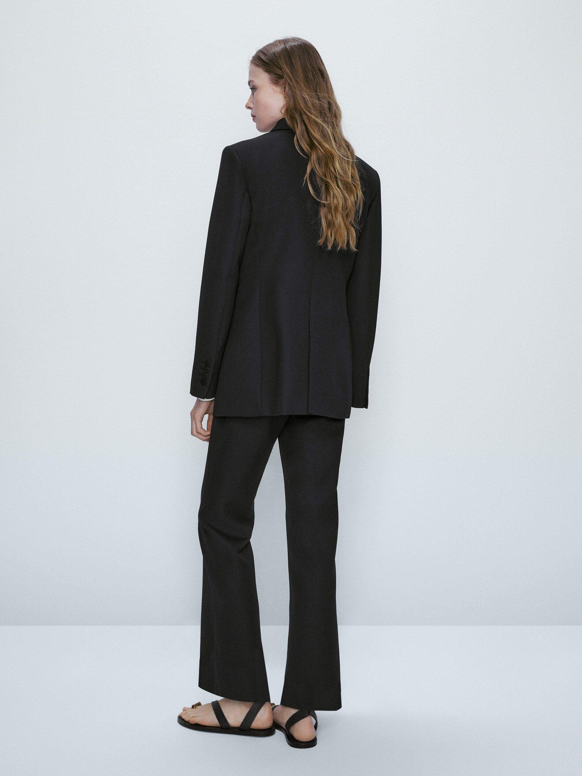 Pantalón con lana kick flare - NEGRO