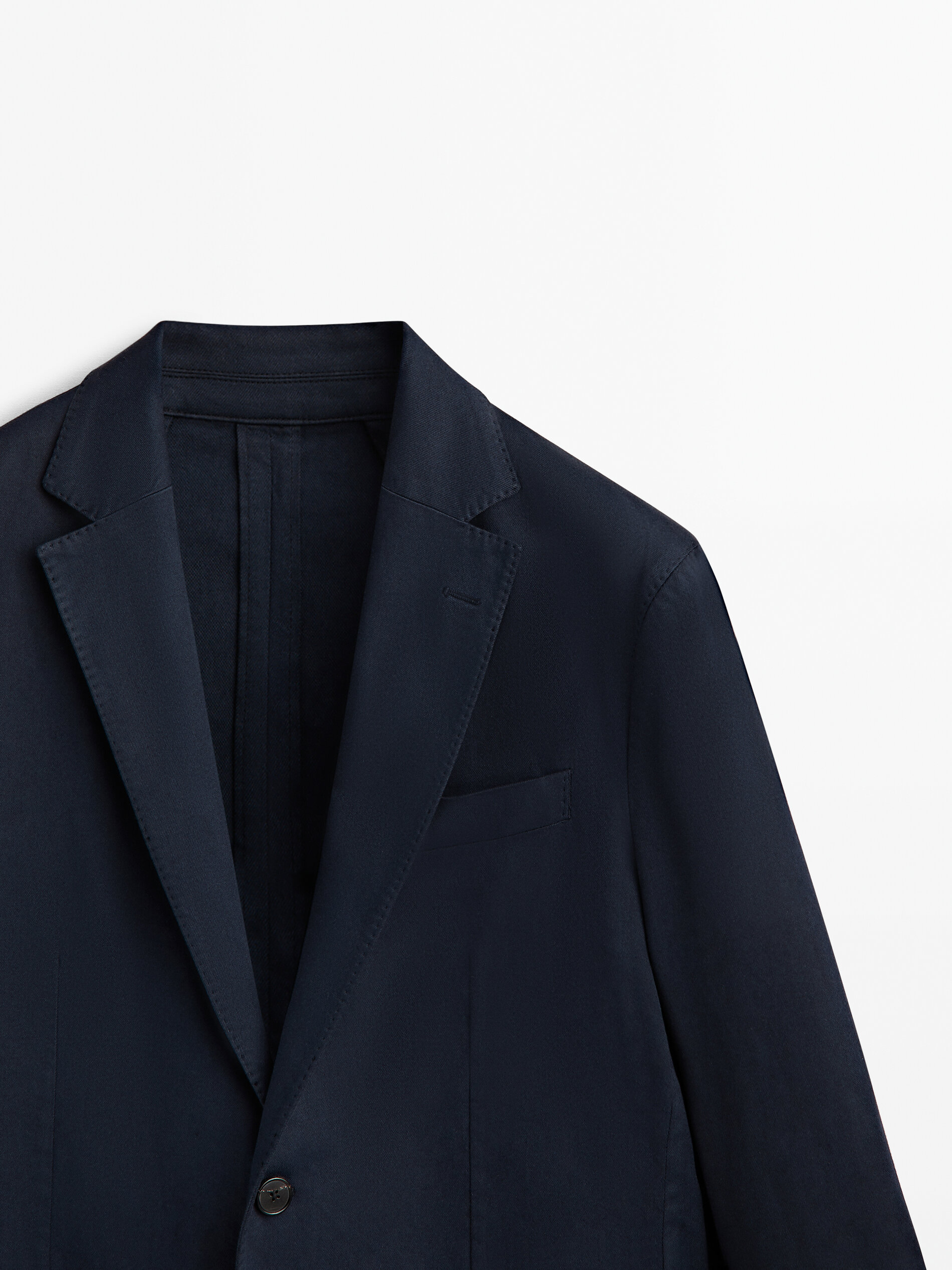 Americana tintada con lino y algodón - AZUL MARINO