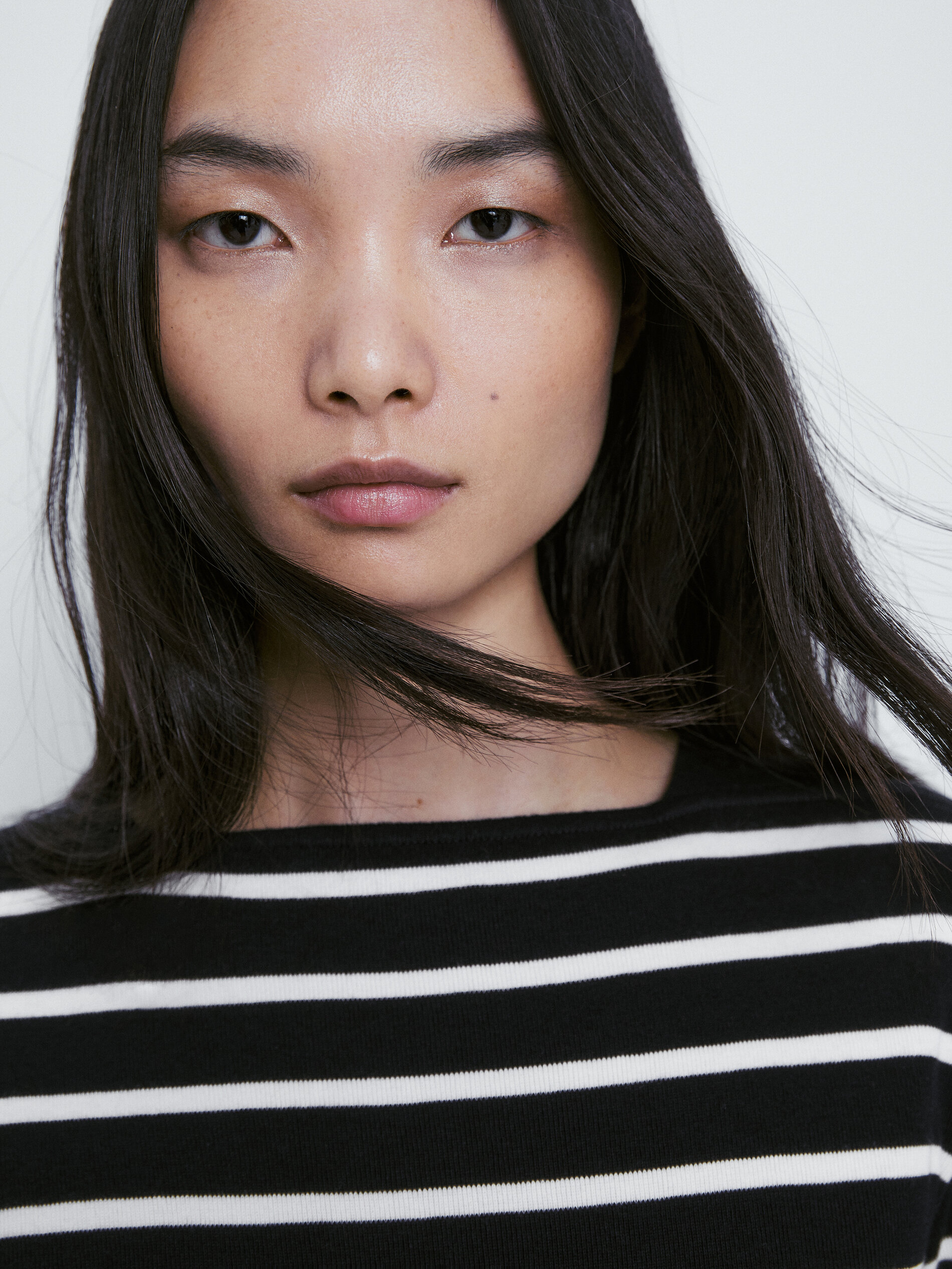 Camiseta rayas algodón cuello barco - AZUL MARINO