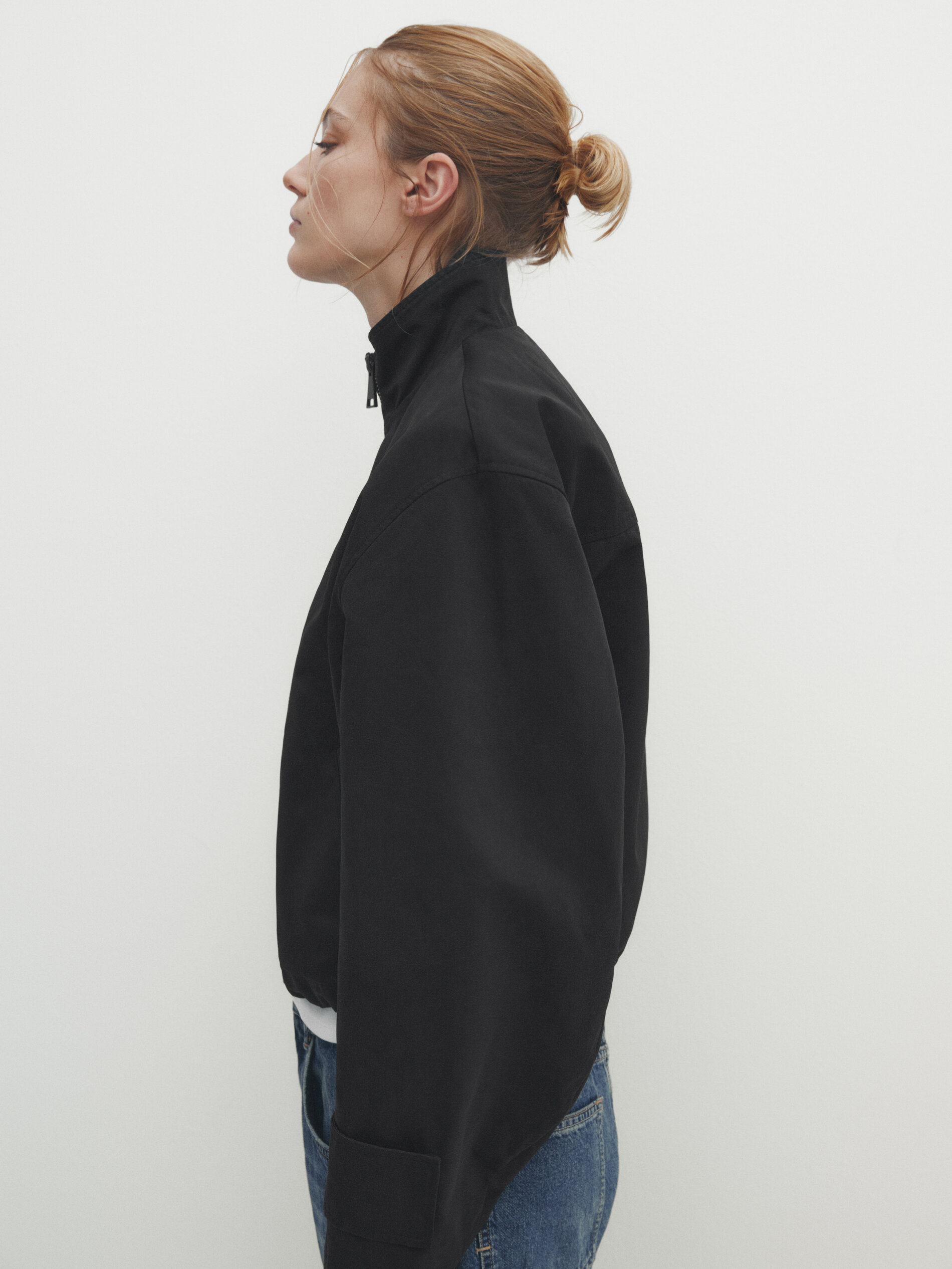 Chaqueta bomber cremallera - NEGRO