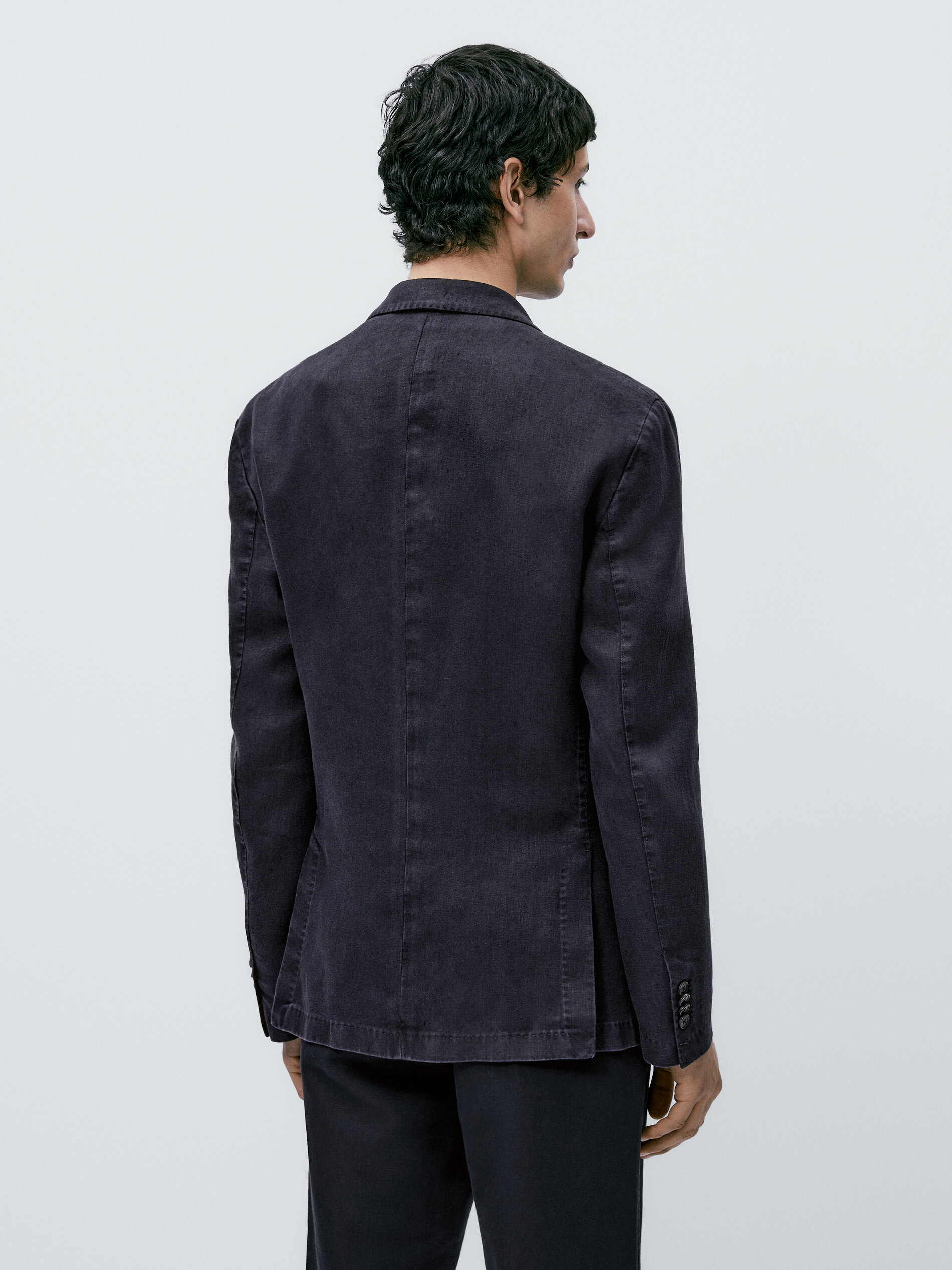 Americana lino tintada azul marino - AZUL MARINO